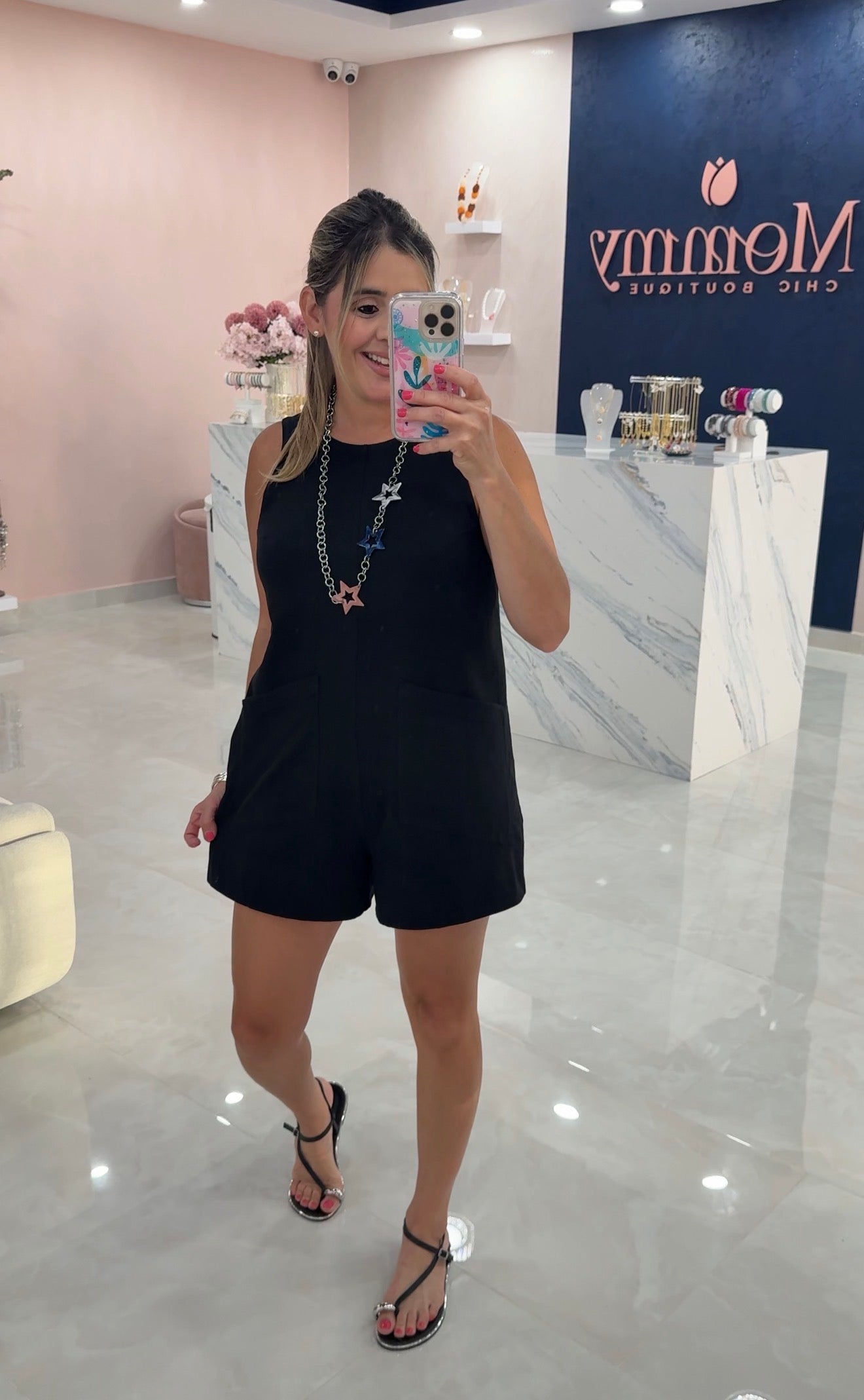 Patch Pocket Romper BLk