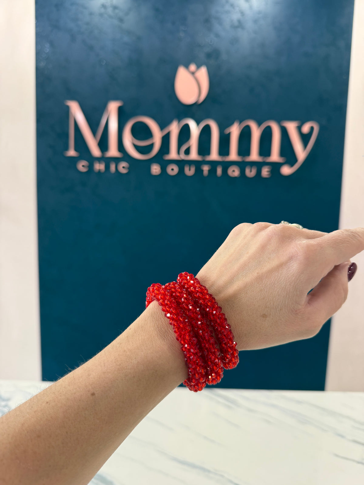 Beaded Bracelet Bundle Red