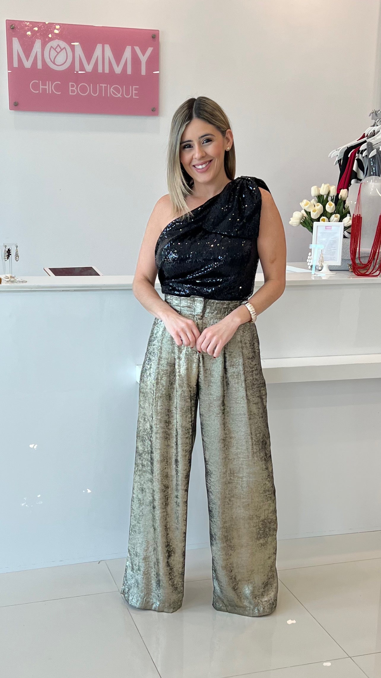 High Waist Pant Gold