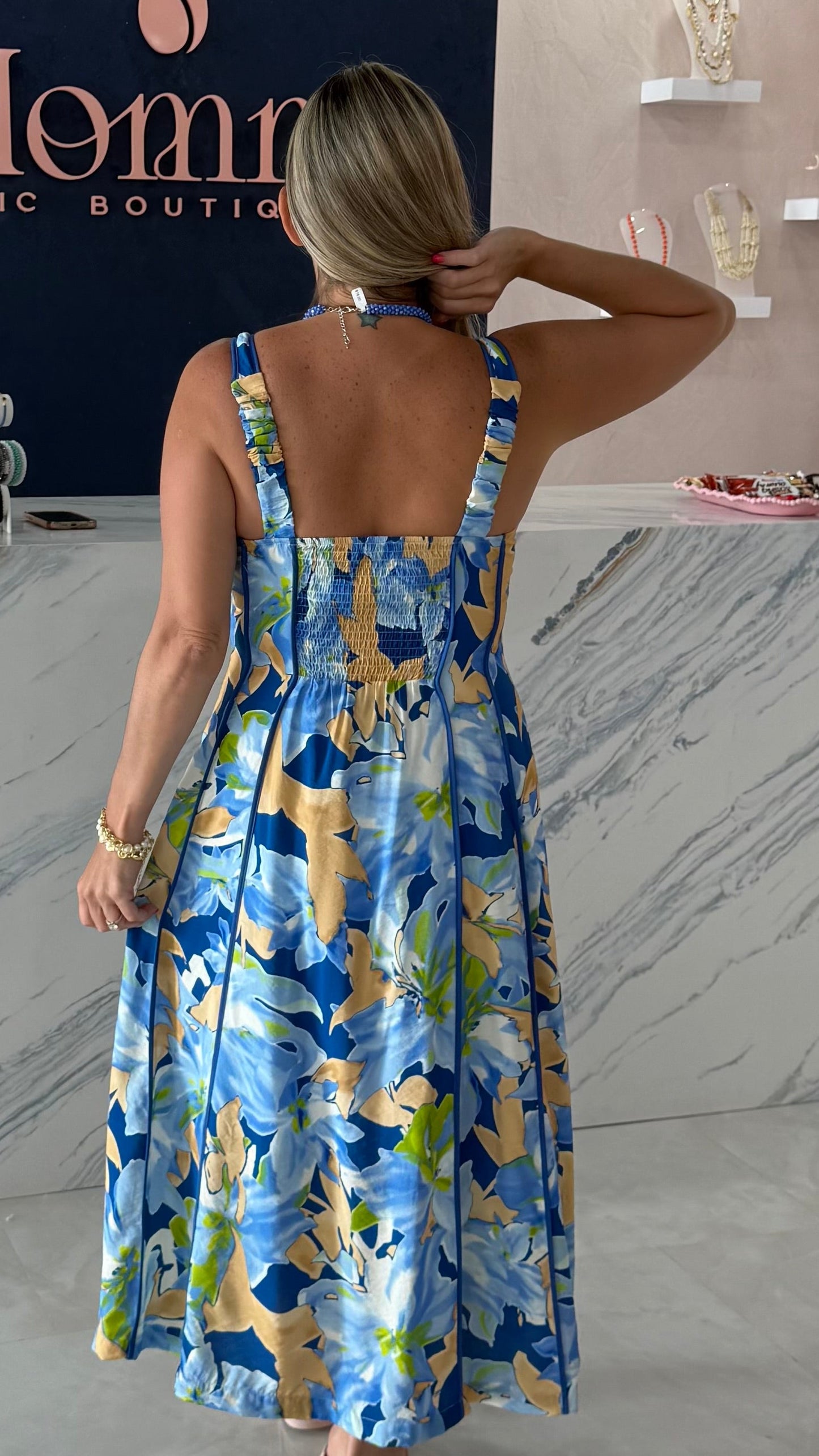 Printed Maxi Dress Blue