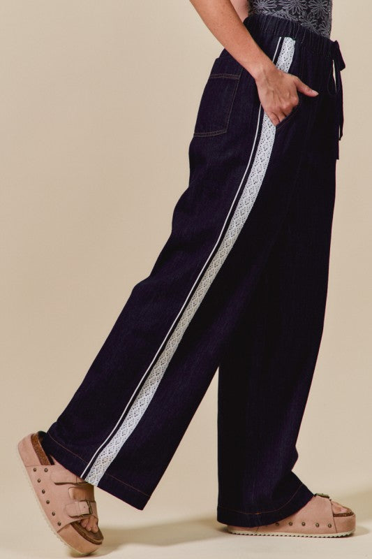 Wide leg Denim With Side Lace