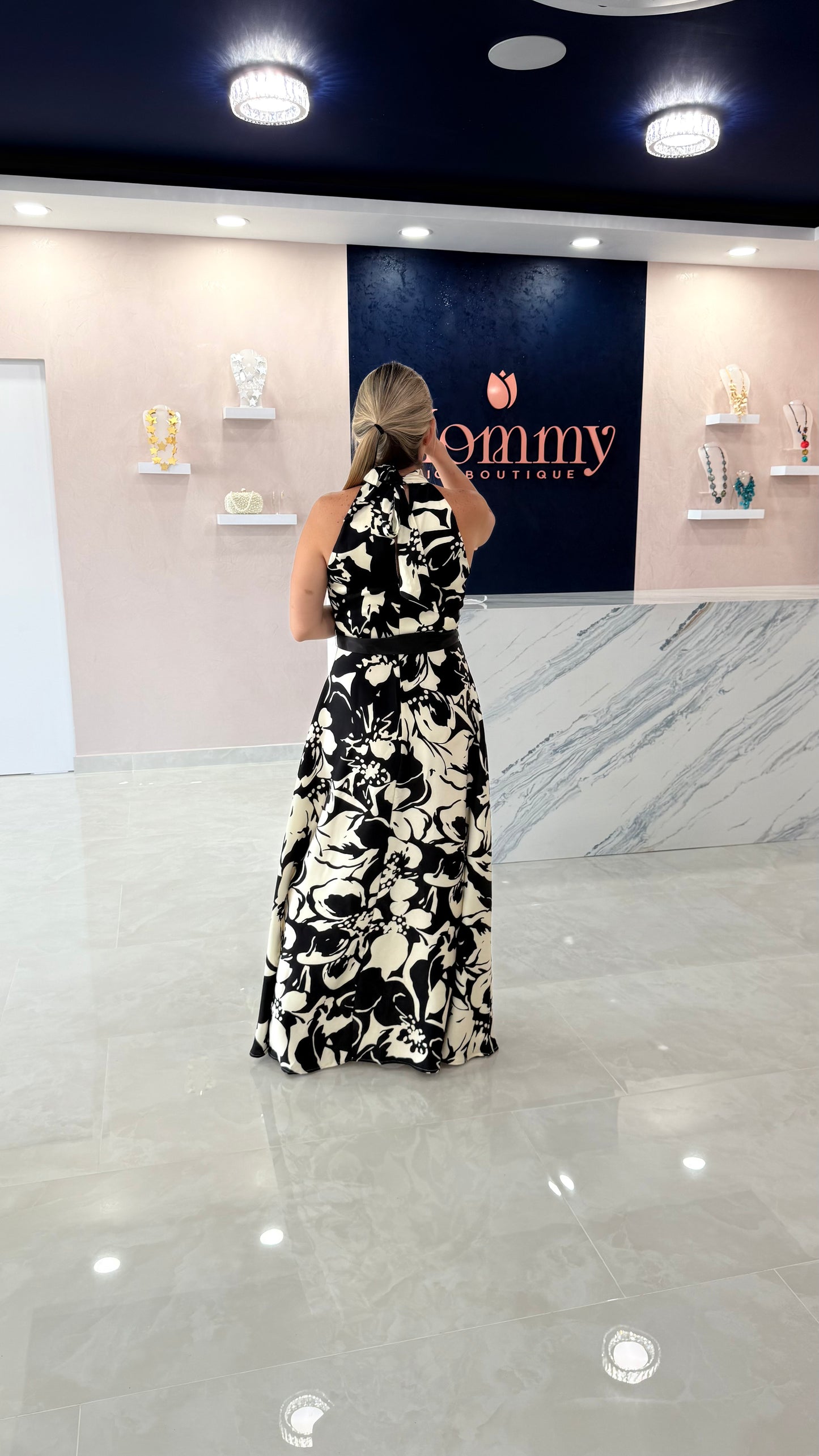 Printed Satin Maxi Dress