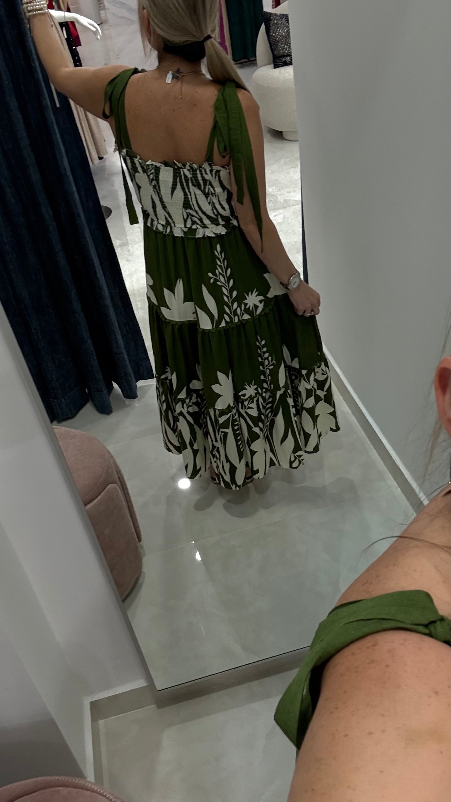 MIDI Printed Dress Green