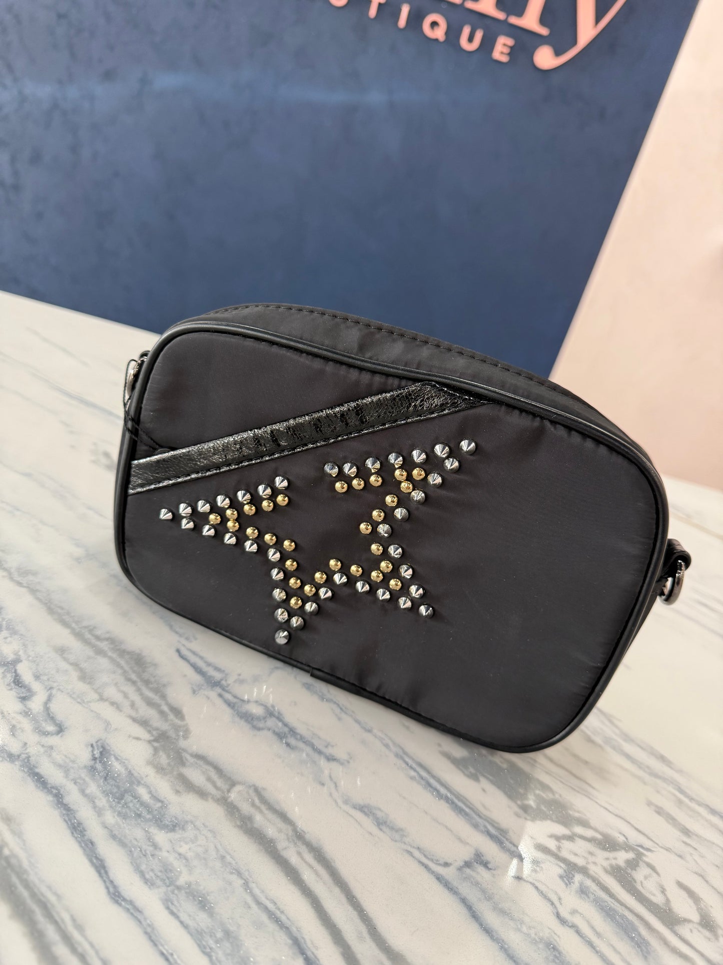 Crossbody Black W Studded Star