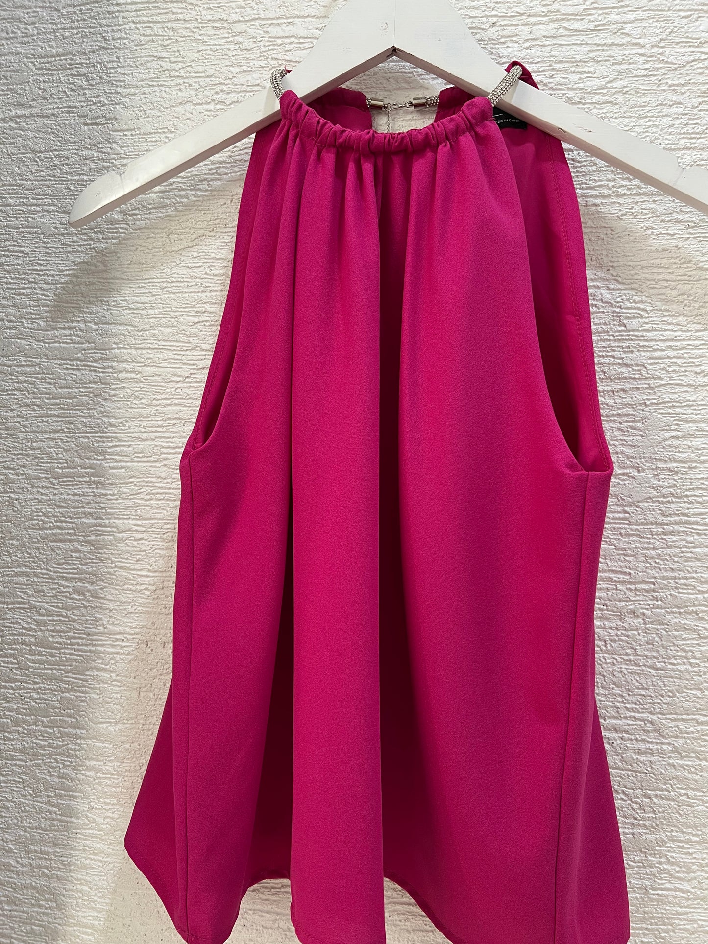 Halter Top With Rhinestone Top Magenta