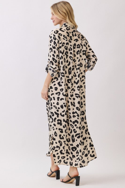Button Down Maxi Dress Leopard