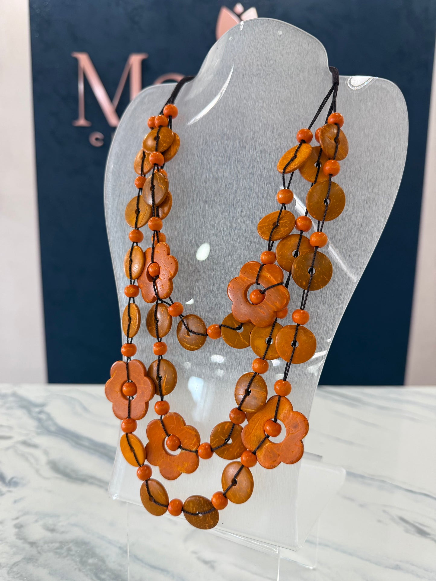 Wood Flower Necklace