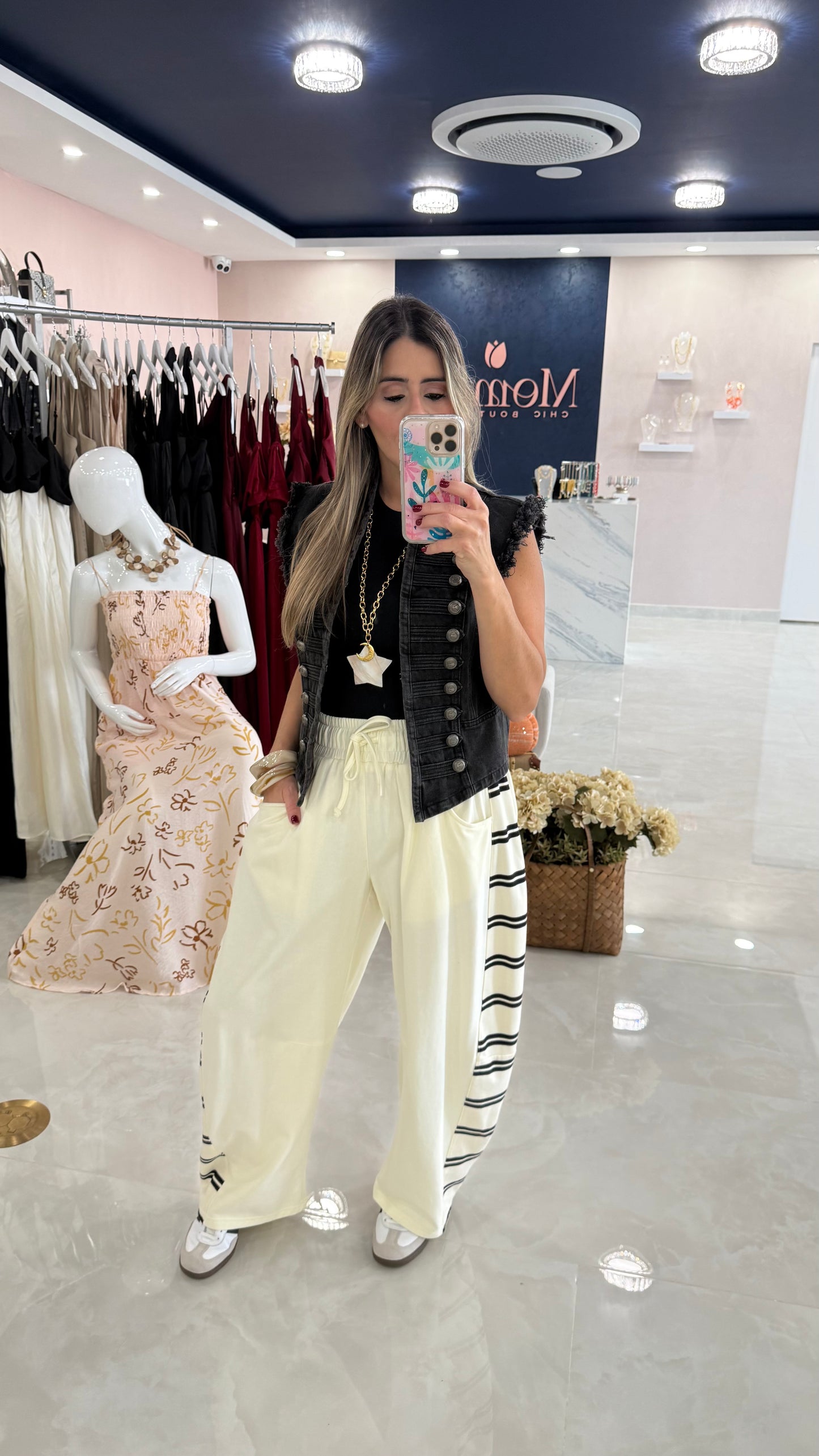 Barrel Pant Ivory / Stripe