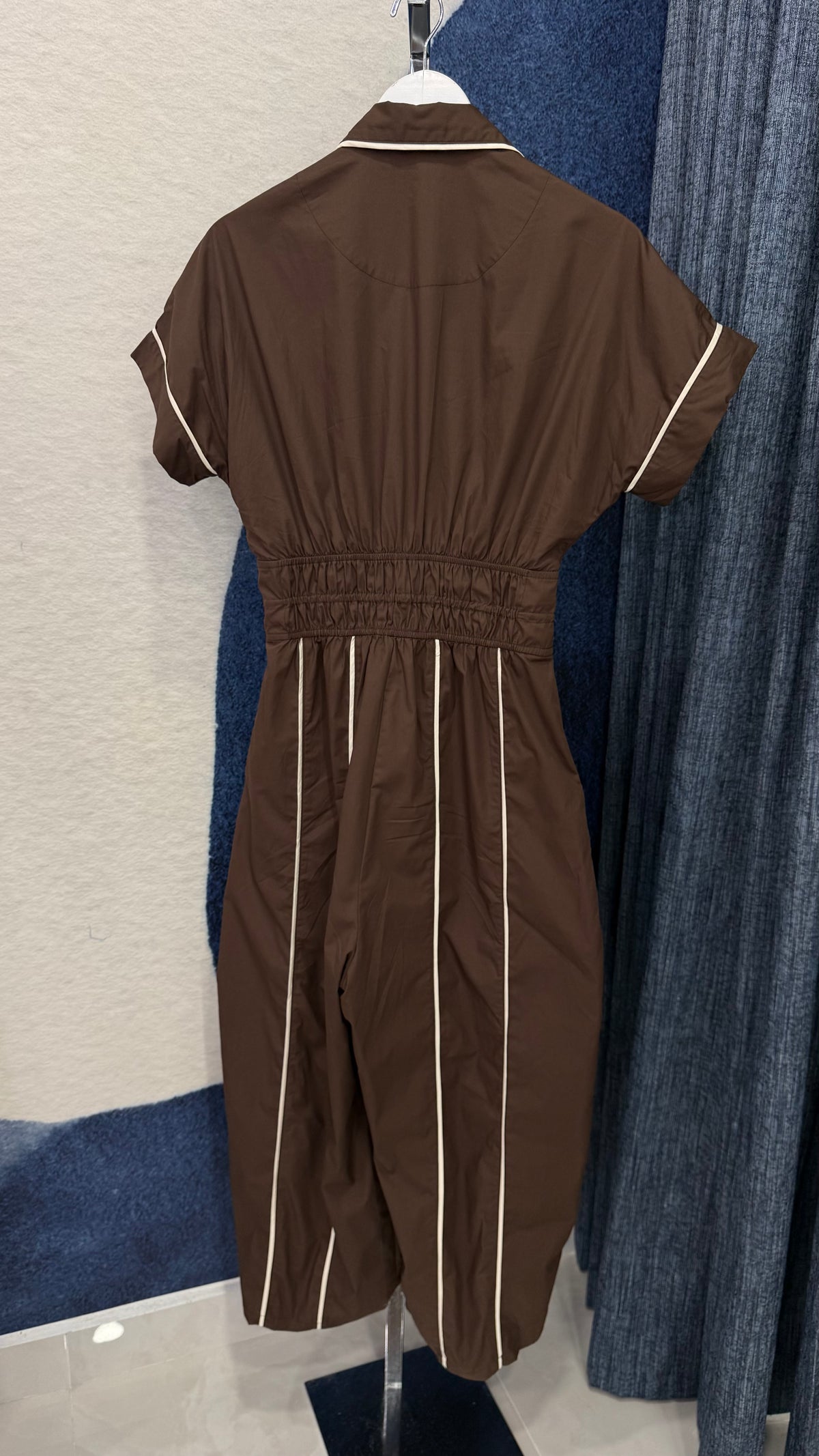 Contrast Barrel Jumpsuit Chocolate