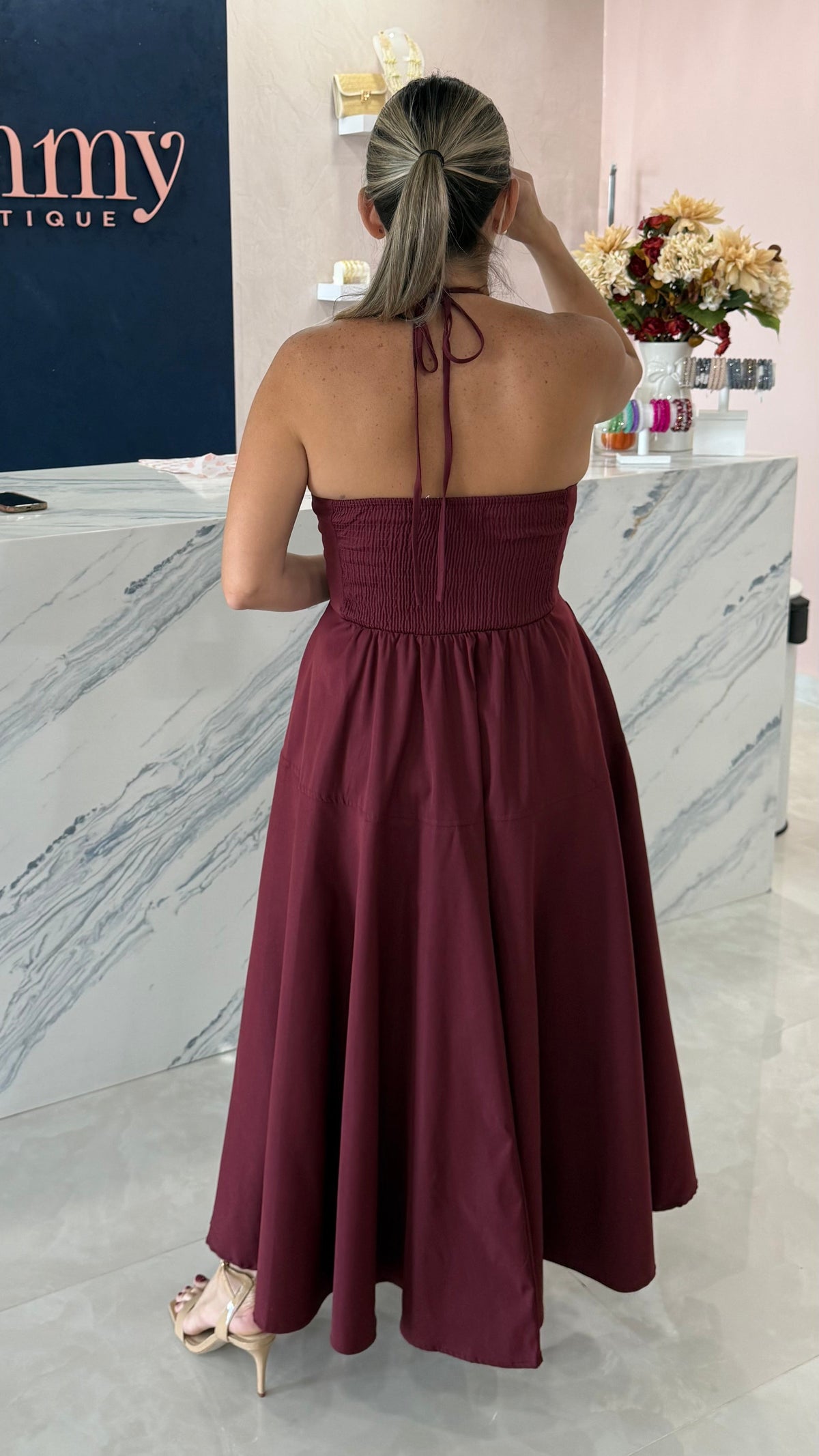 Halter Burgundy Dress