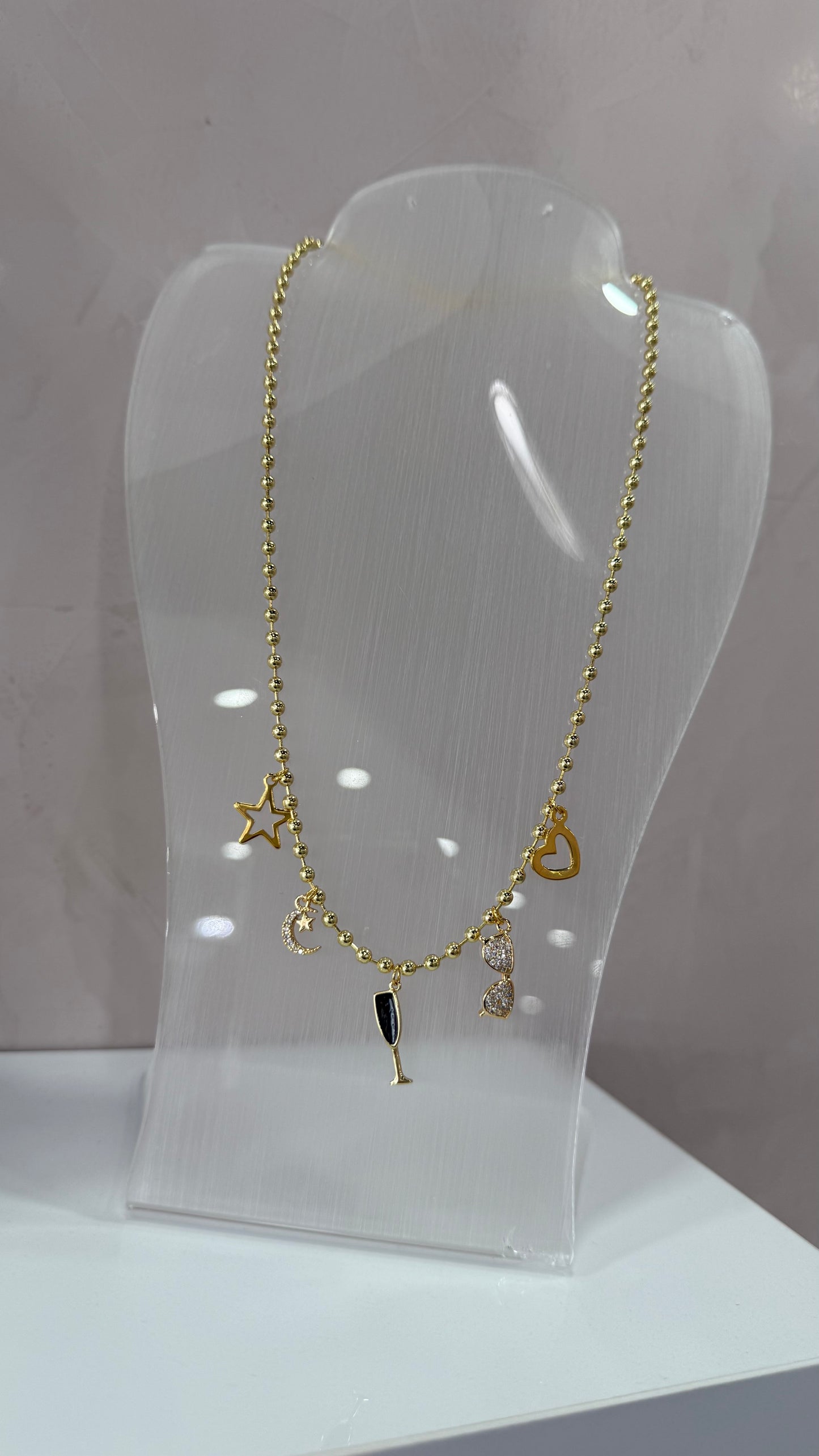 Golden Moments Charm Necklace Gold Plated