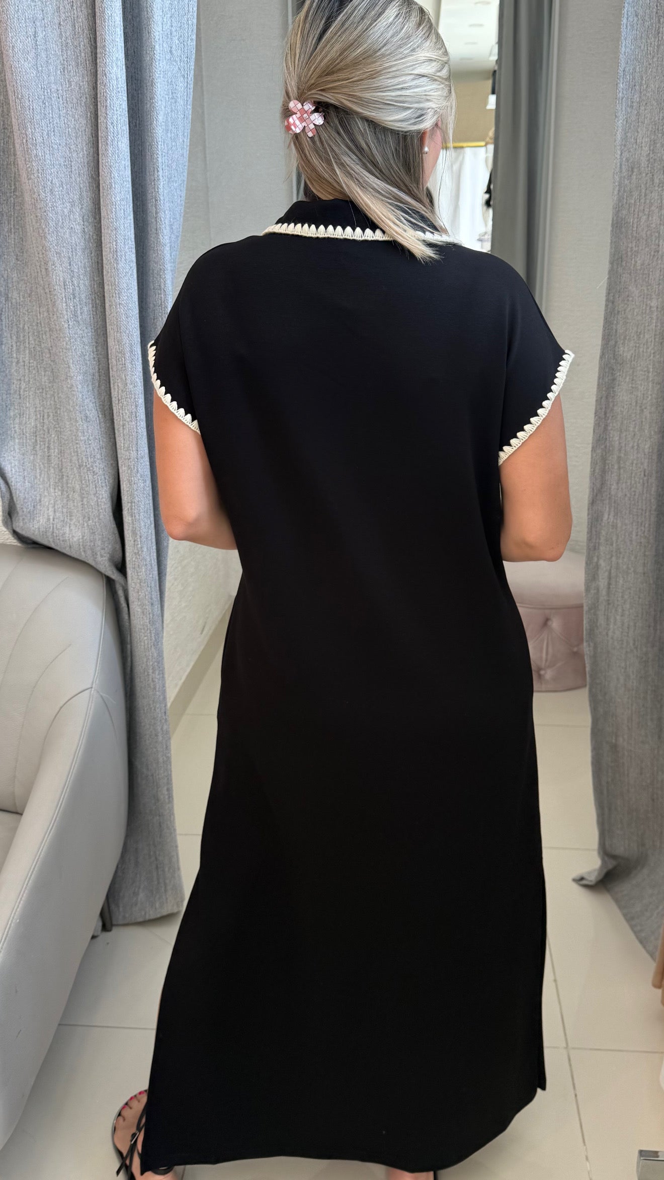 Comfy Contrast Dress Black