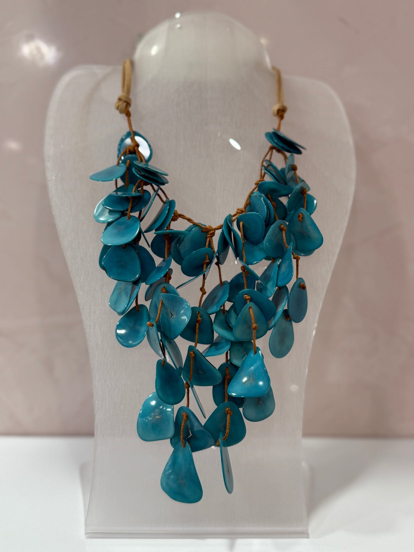 Layered Handmade Necklace Teal