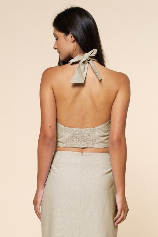 Halter Top & Skirt Set With Shells Natural