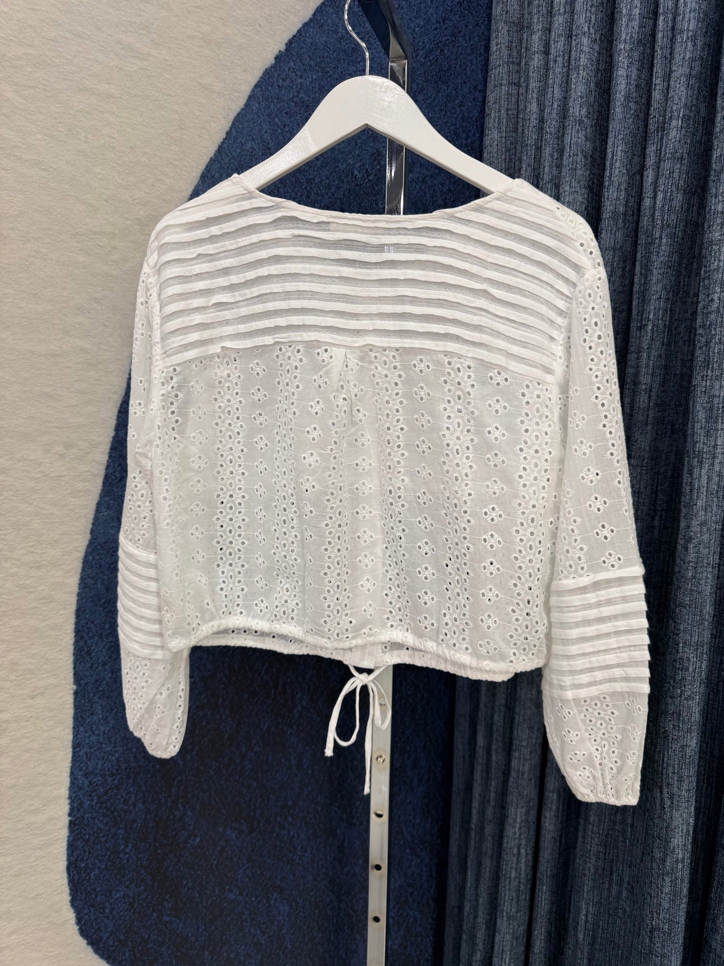 Embroidered Long Sleeve Top White