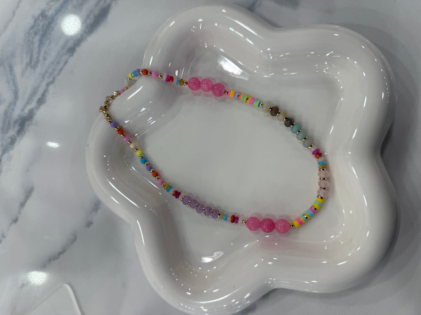 Girls Pearl Multi Stone Necklace