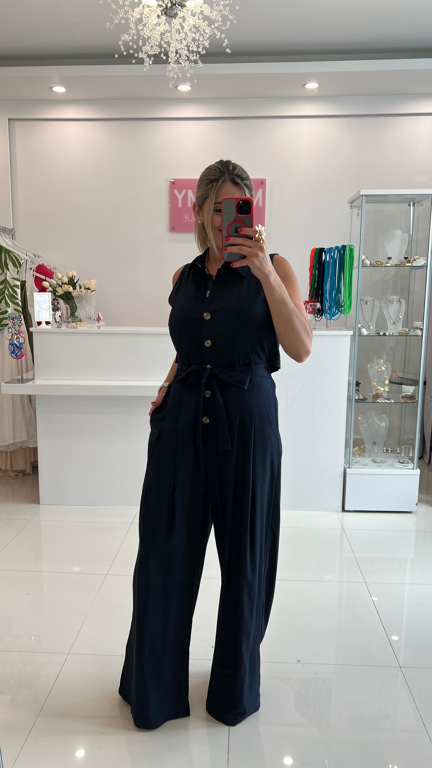 Open Back Jumpsuit Navy