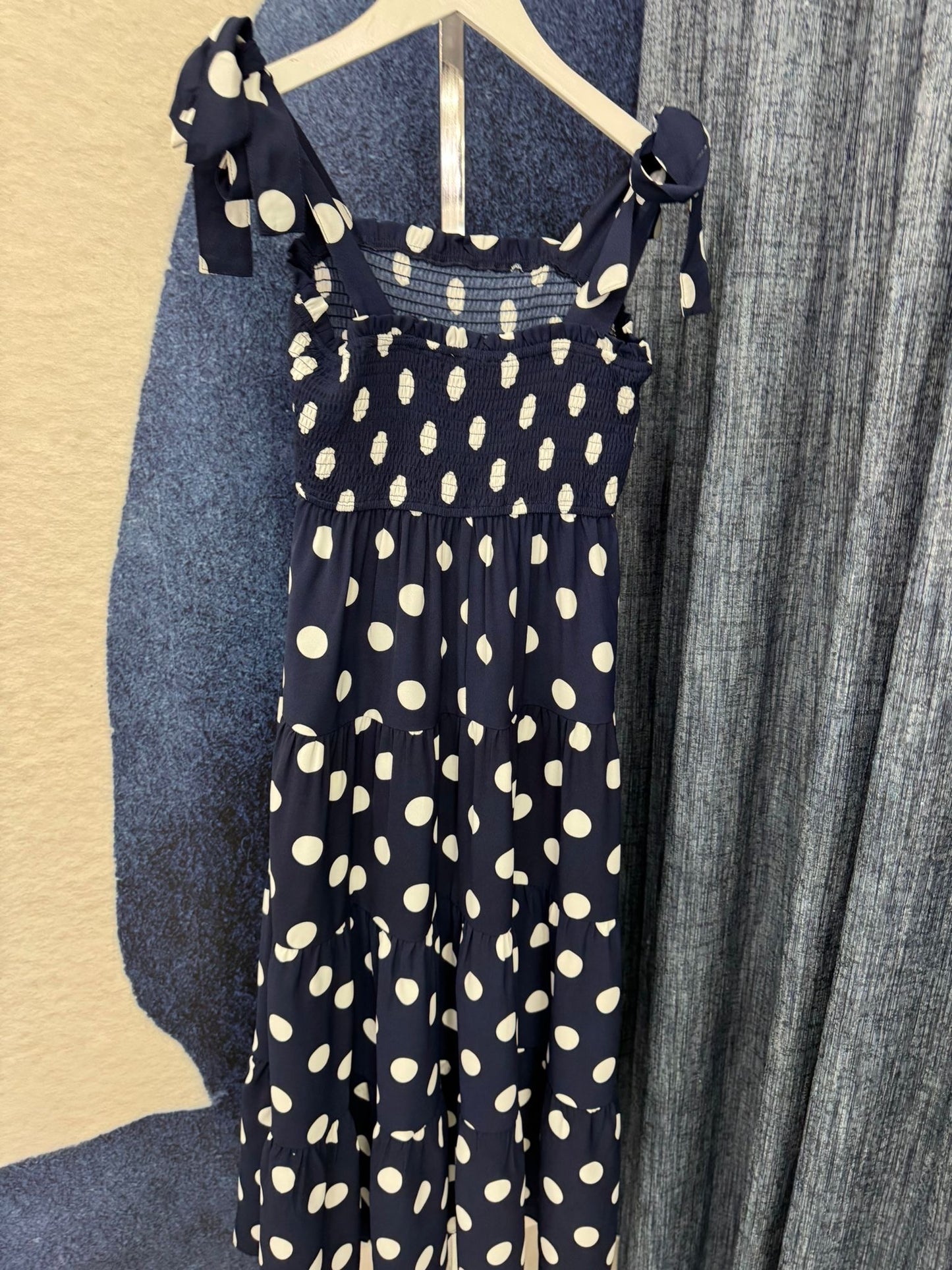 Polka Dots Maxi Dress Navy