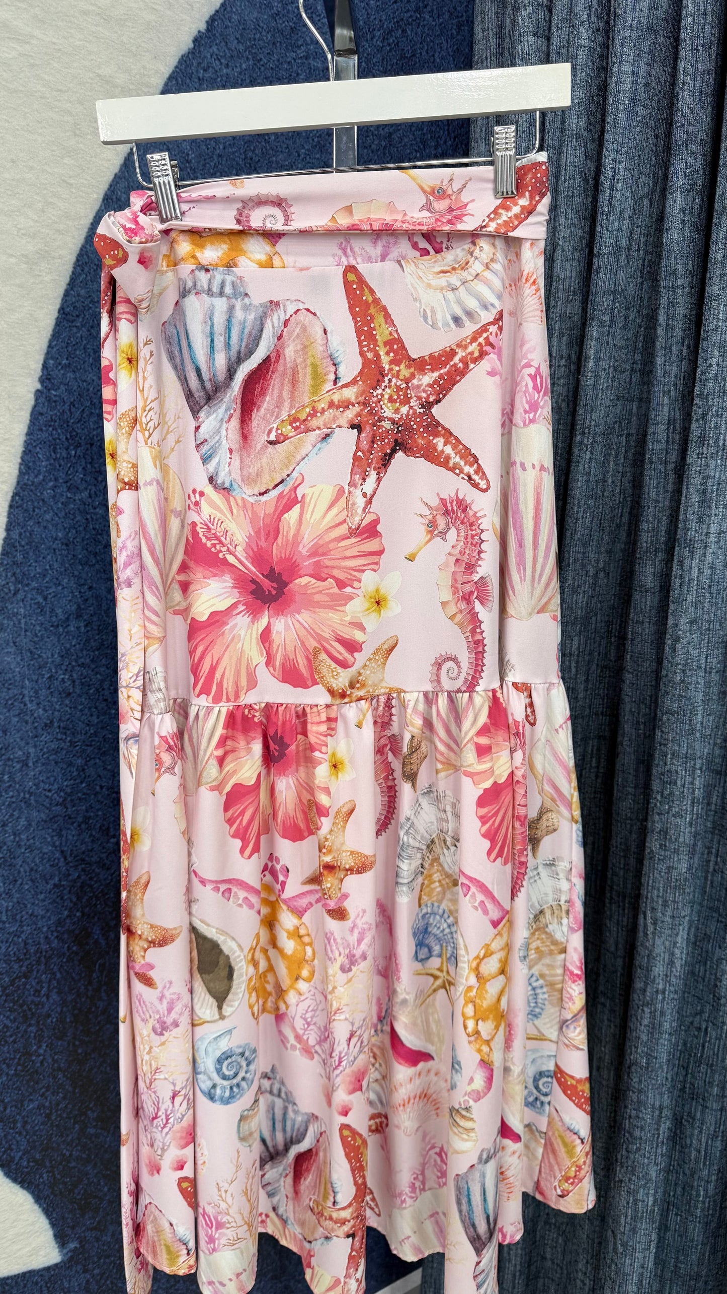 Sea Shells Wrap Around Skirt Pink