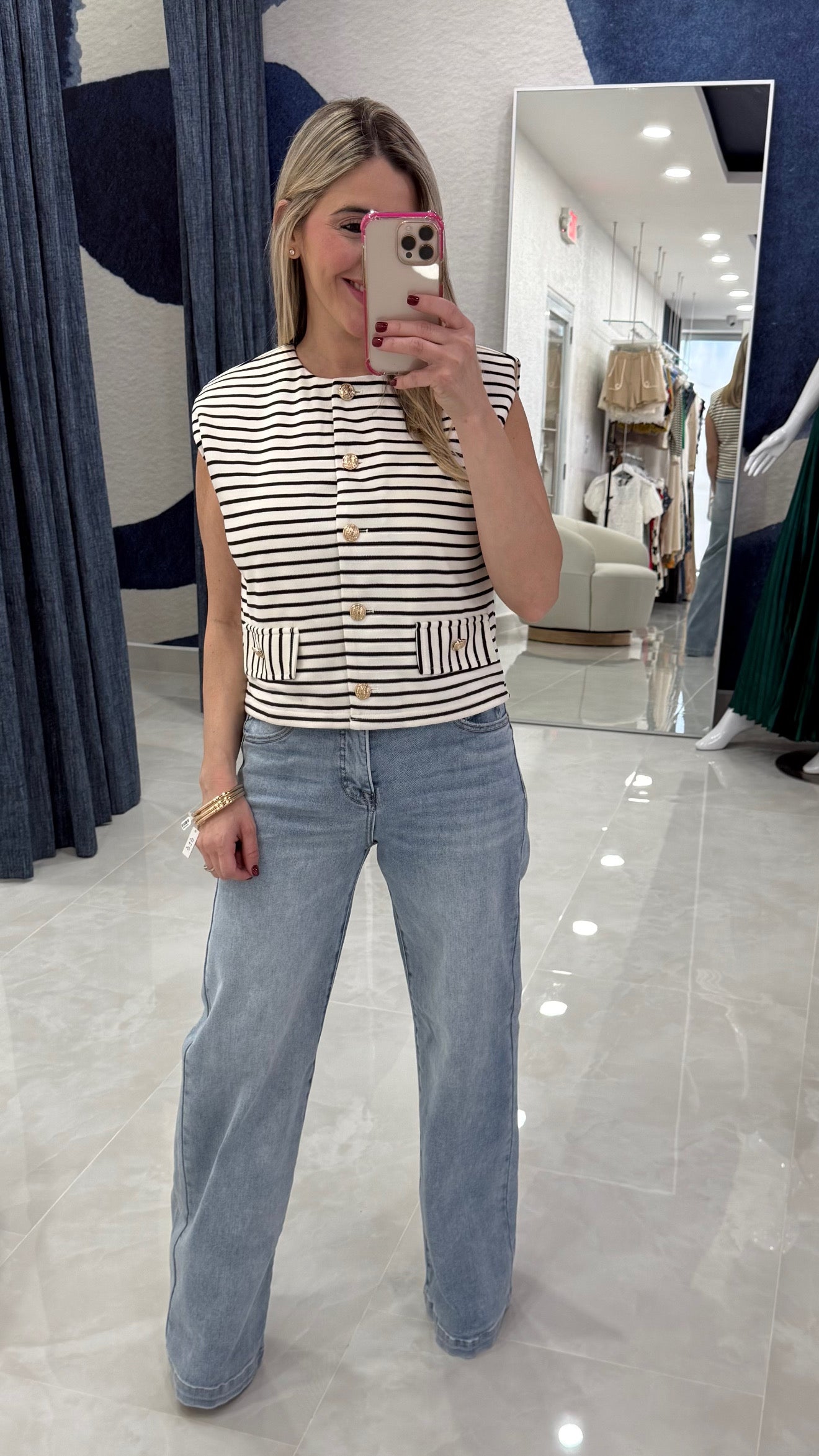 Stripe Sleeveless Sweater Top