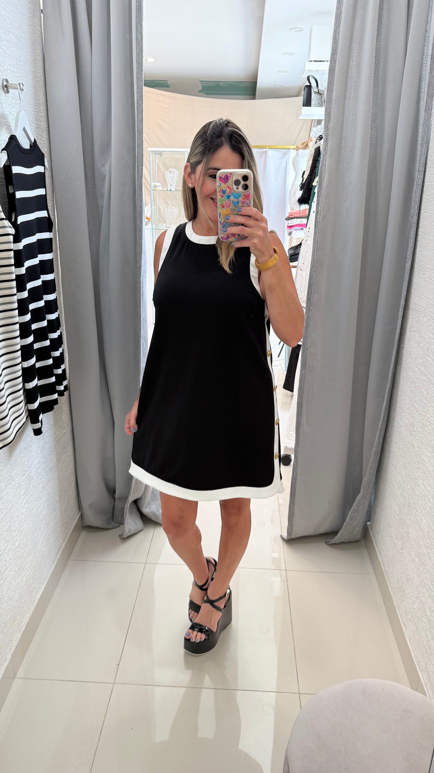 Contrast Band Dress Black