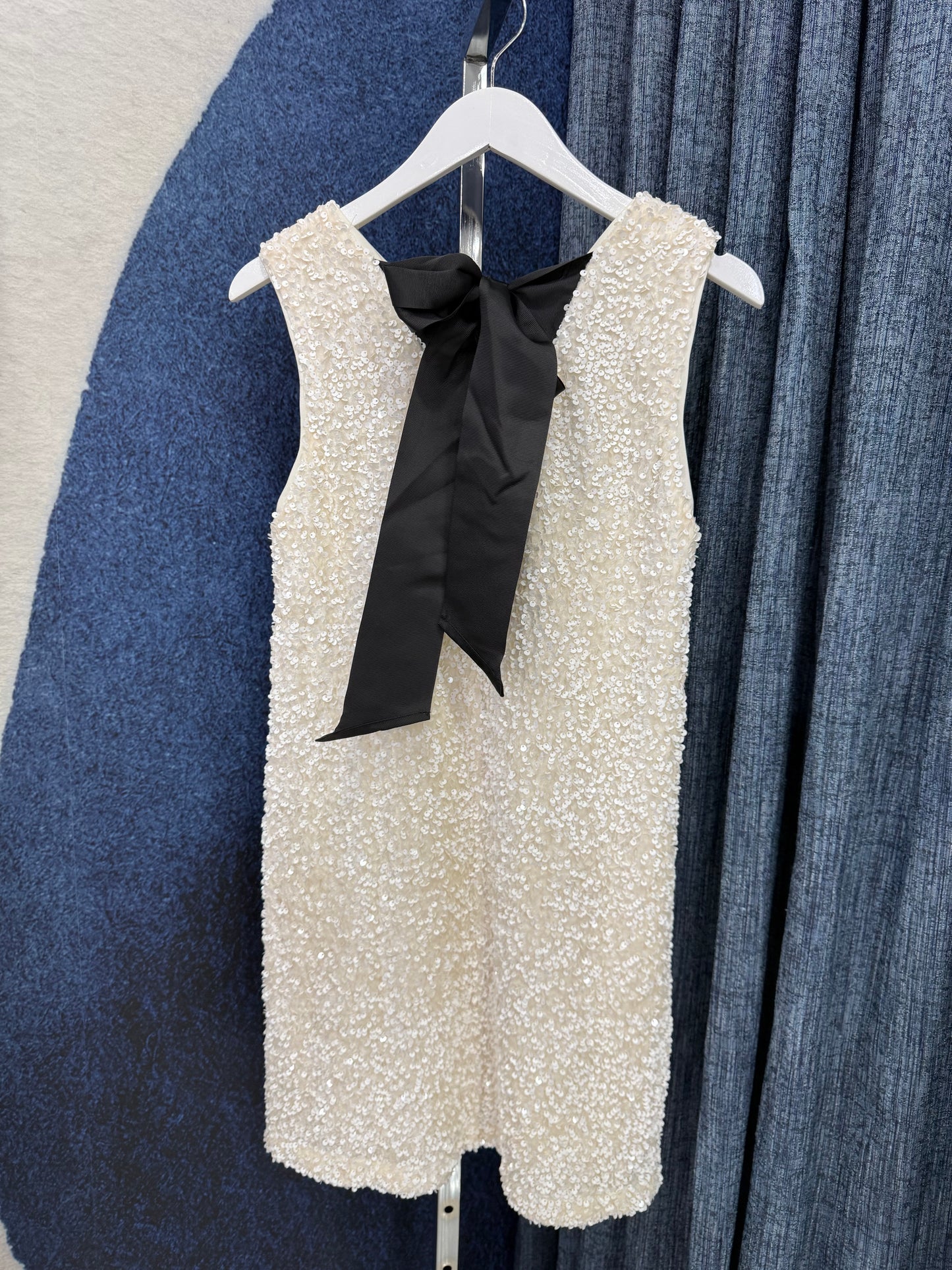 Sequins Velvet Dress Ivory