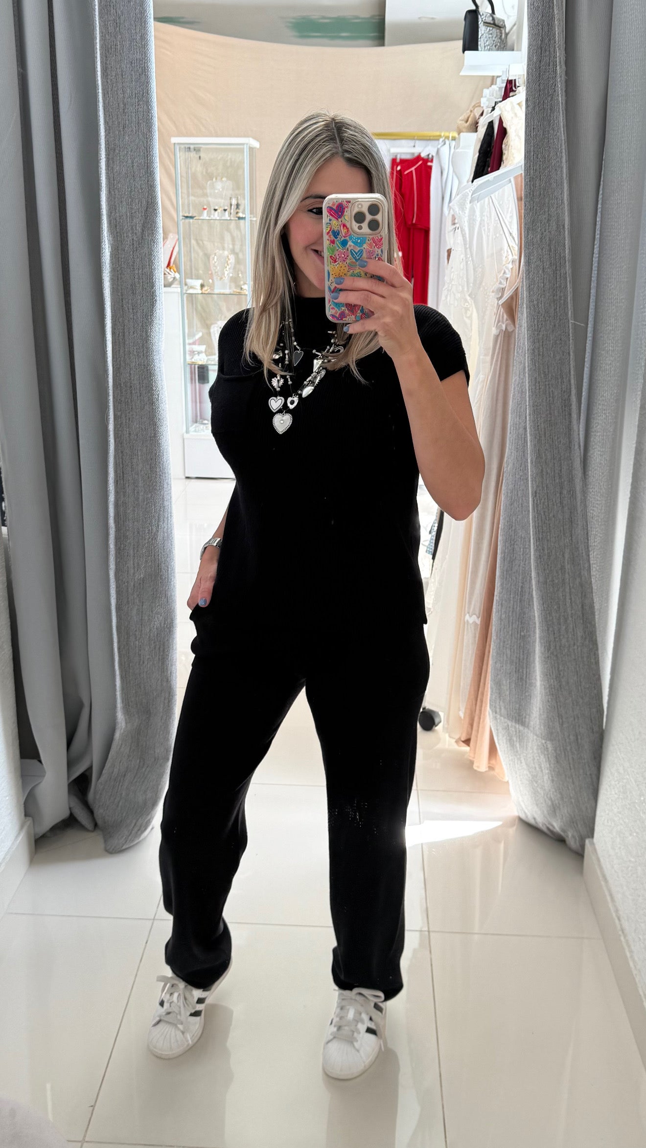 Knit Top & Jogger Set Black