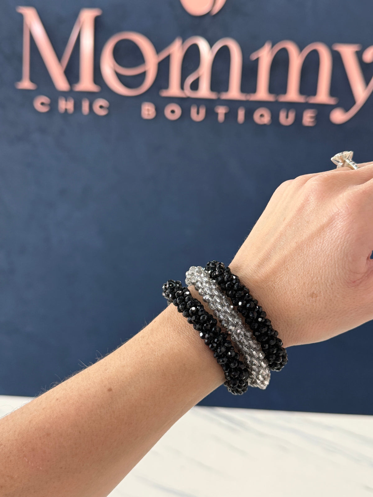 Beaded Bracelet Bundle Black & Gray