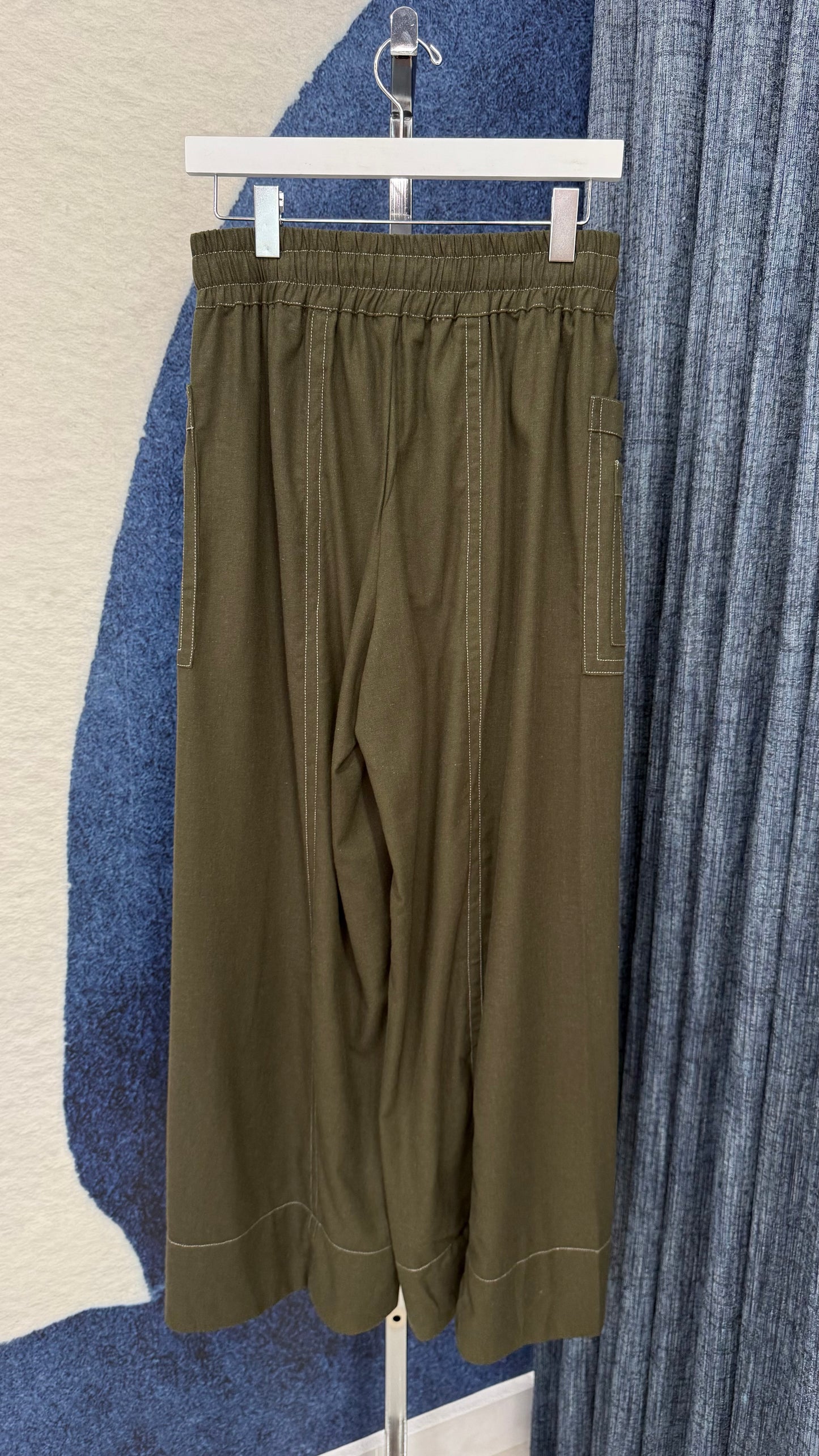 Linen Wide Leg Pant Olive