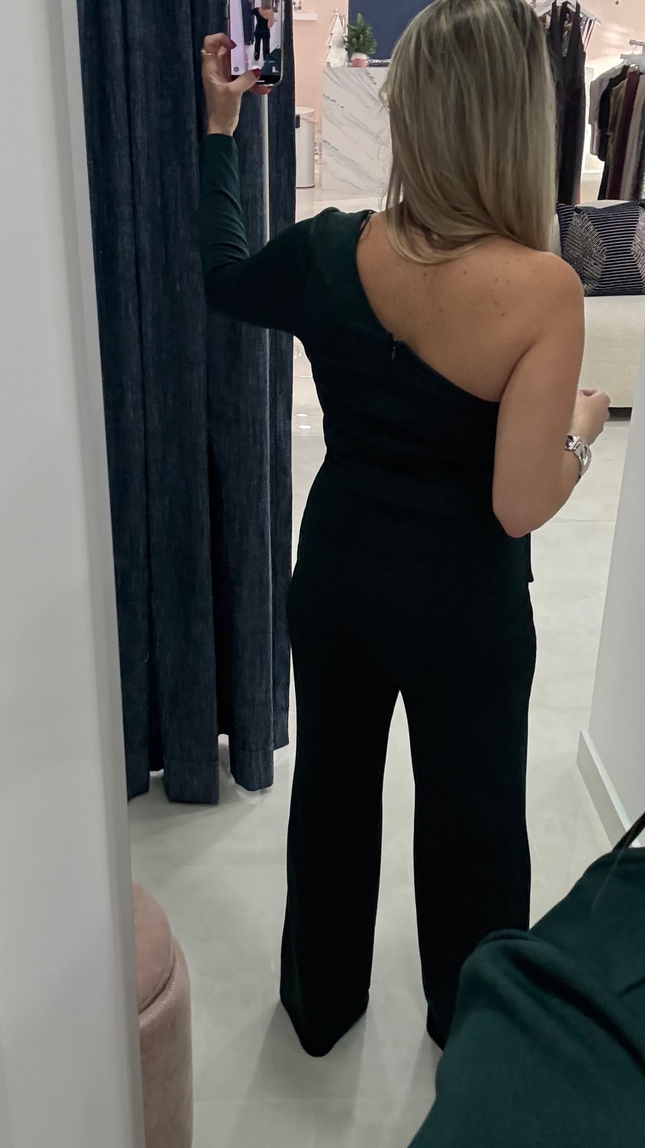 One Shoulder Jumpsuit Green