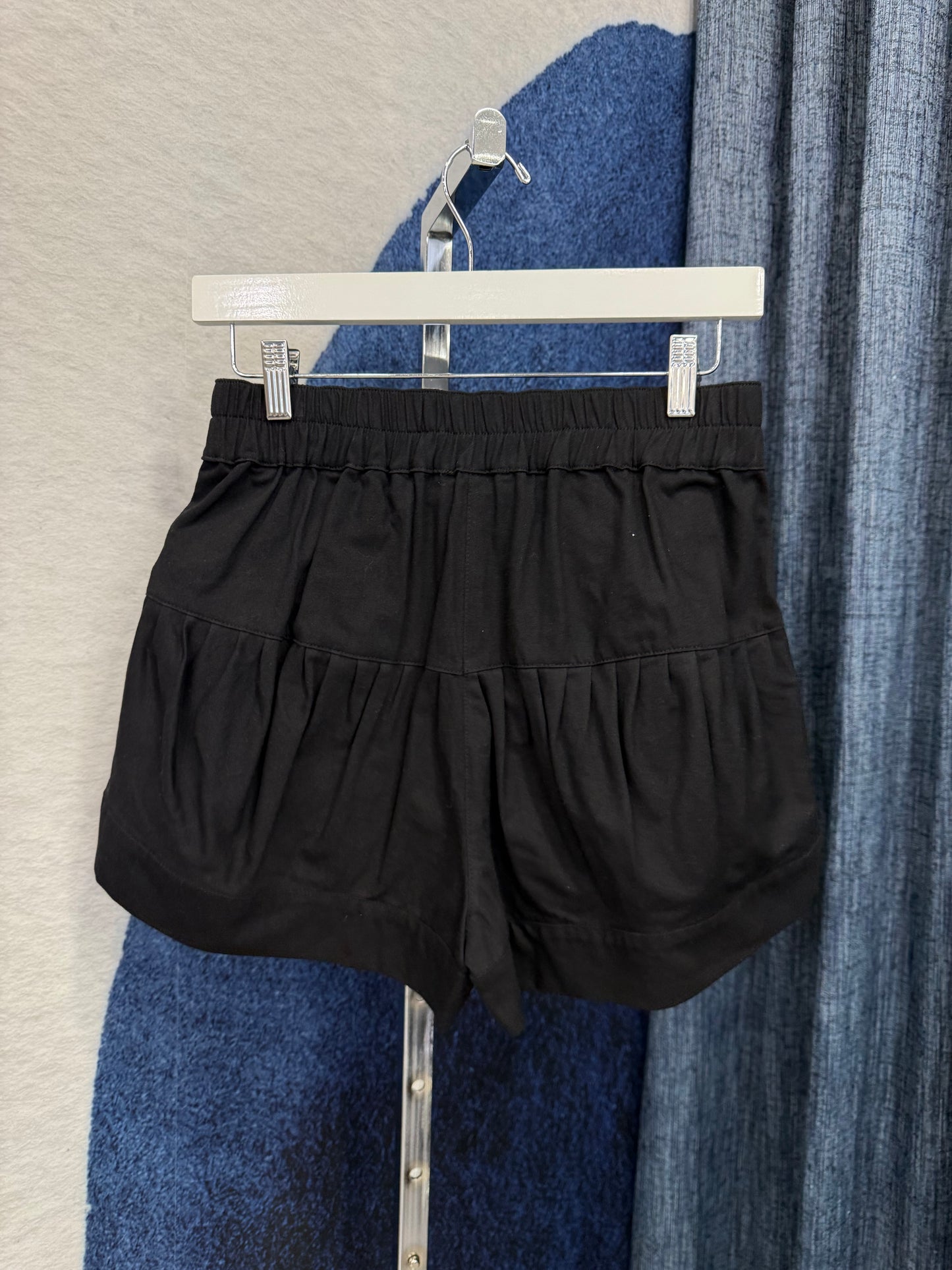 Pleated Denim Short Black