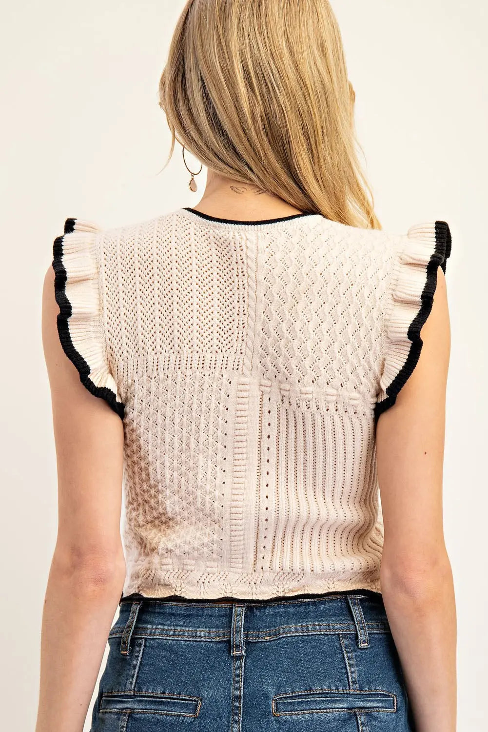 Knit Textured Top Taupe