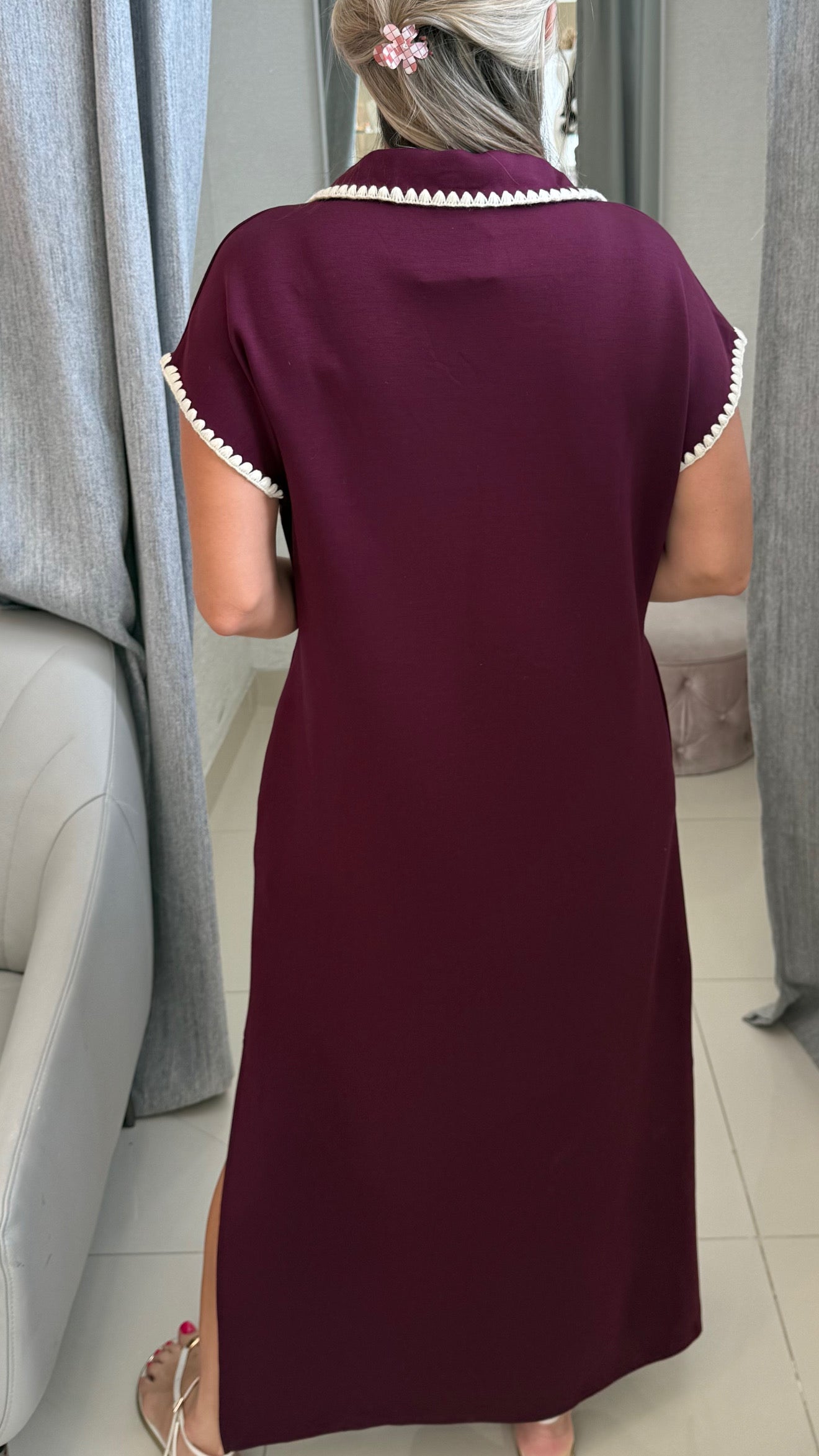 Comfy Contrast Dress Plum