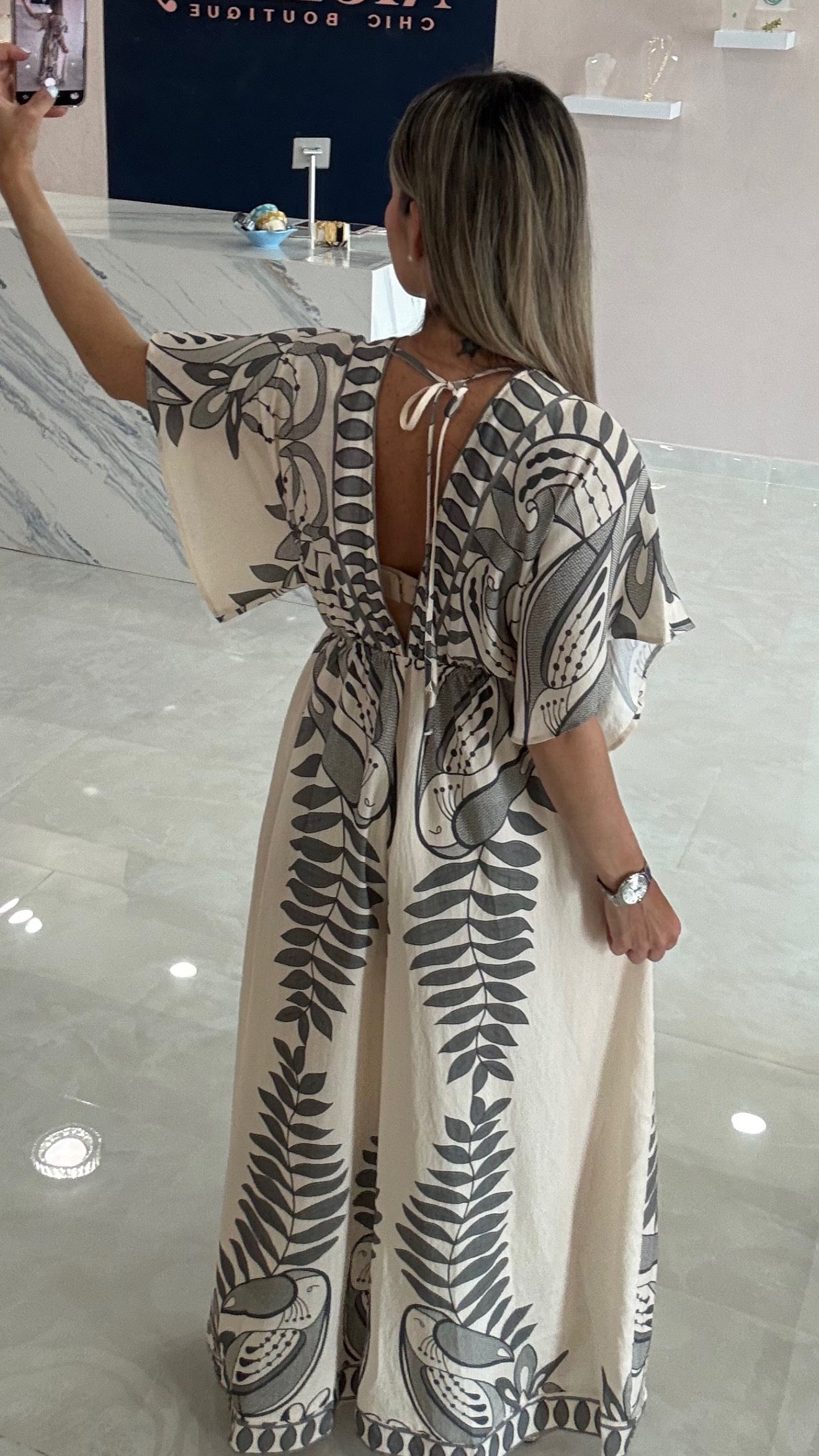 Printed Jumpsuit Ivory / Gray