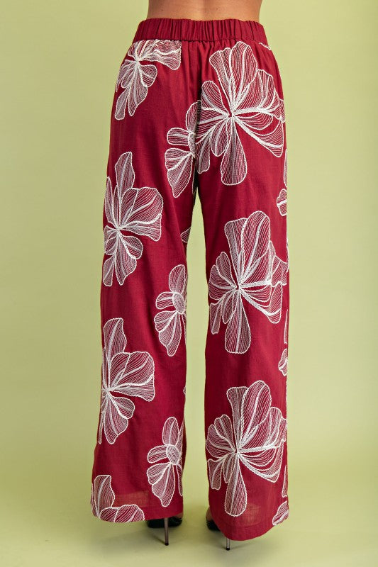 Embroidery Pant Burgundy