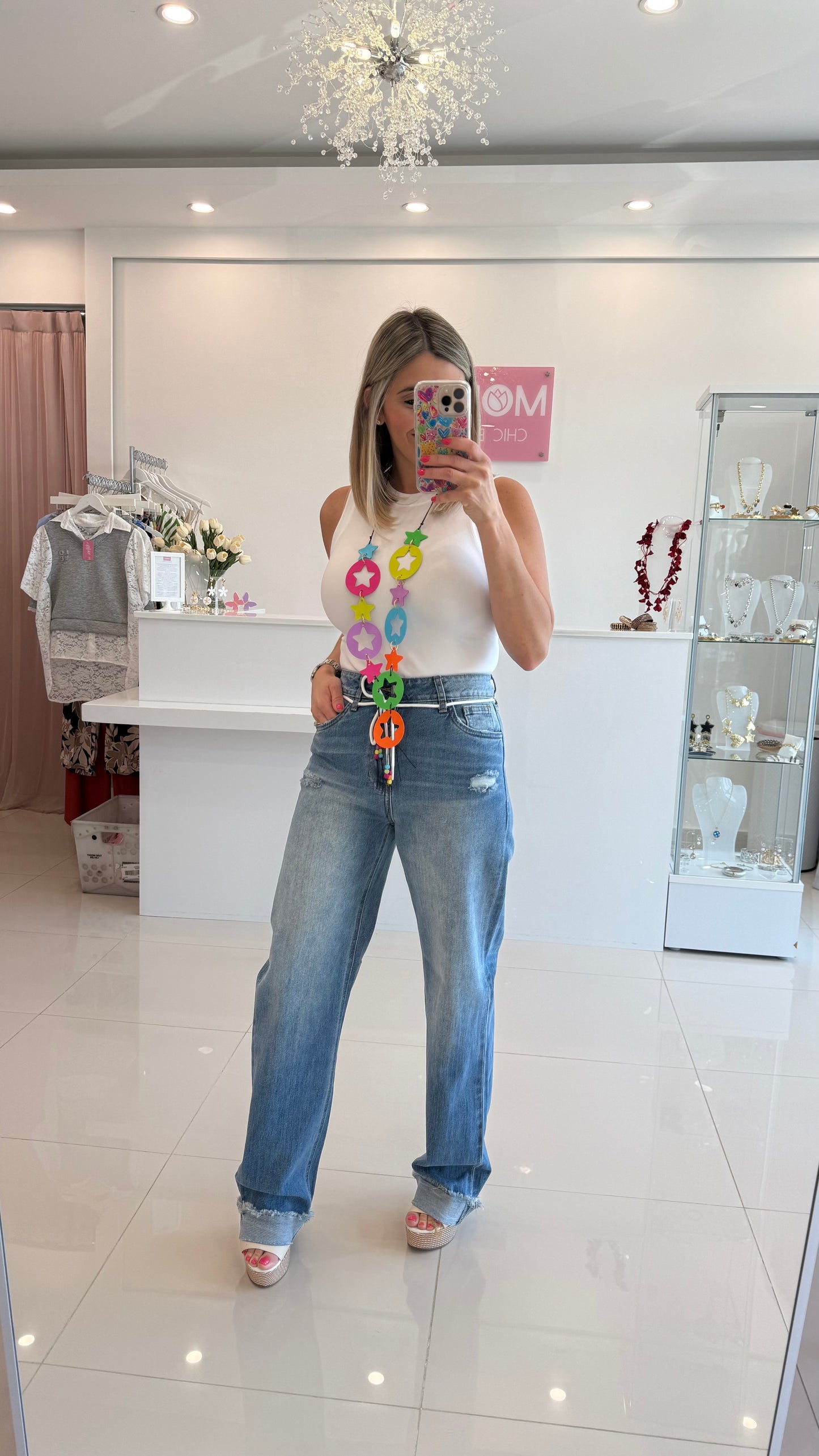 Straight Jeans With Drawstring