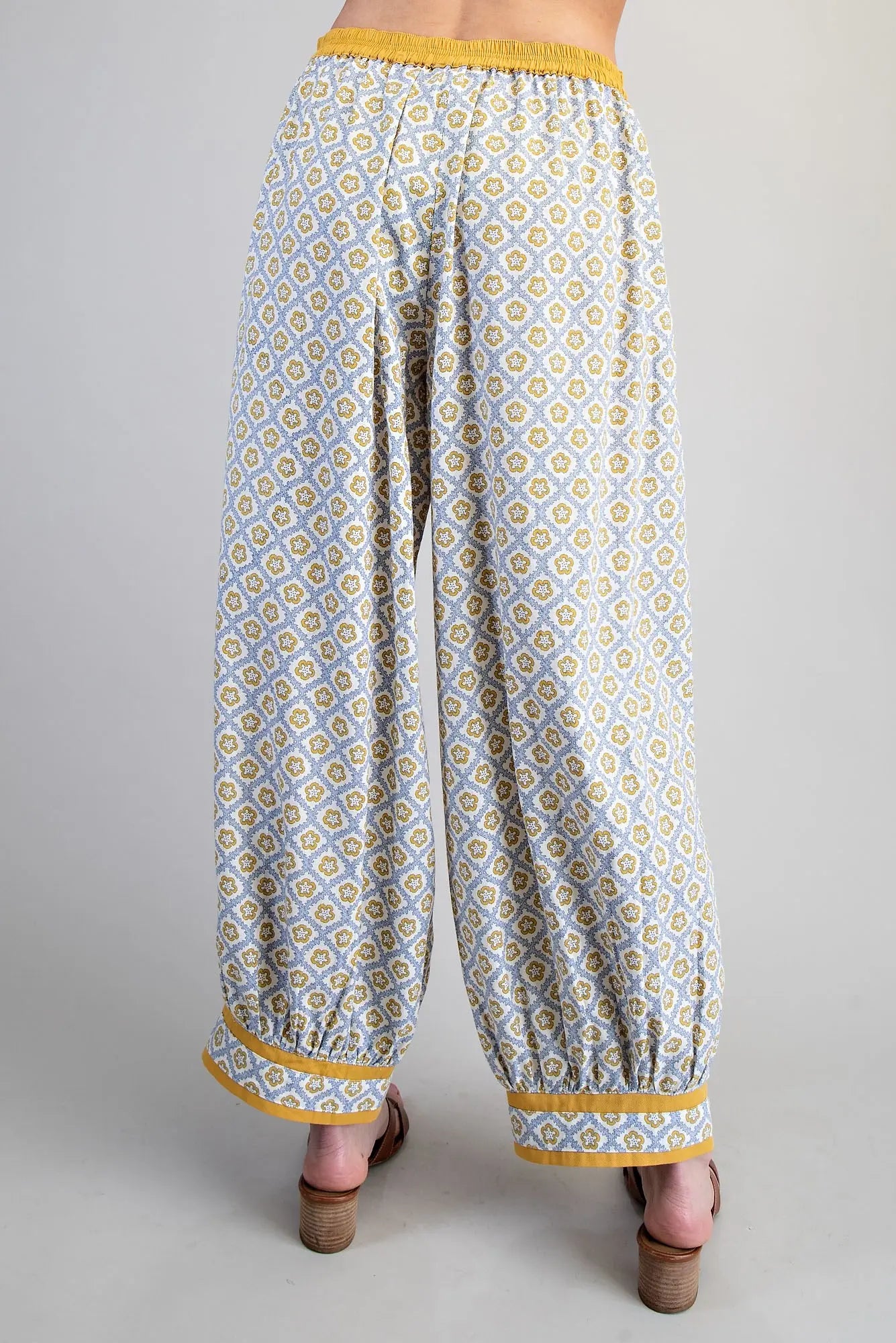 Geometric Floral Pant Coastal Mustard