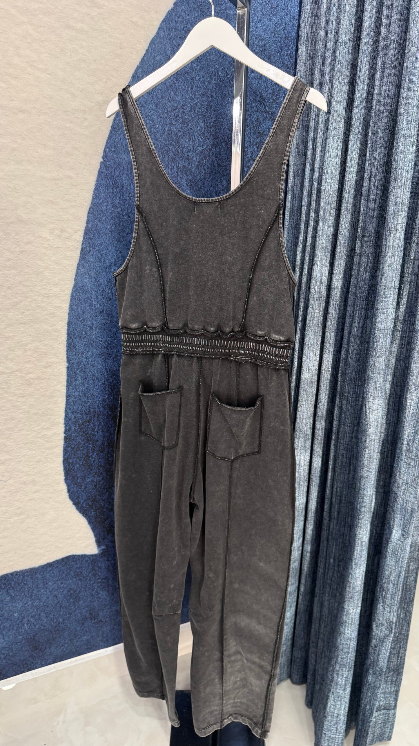 Mineral Wash Jumpsuit Black