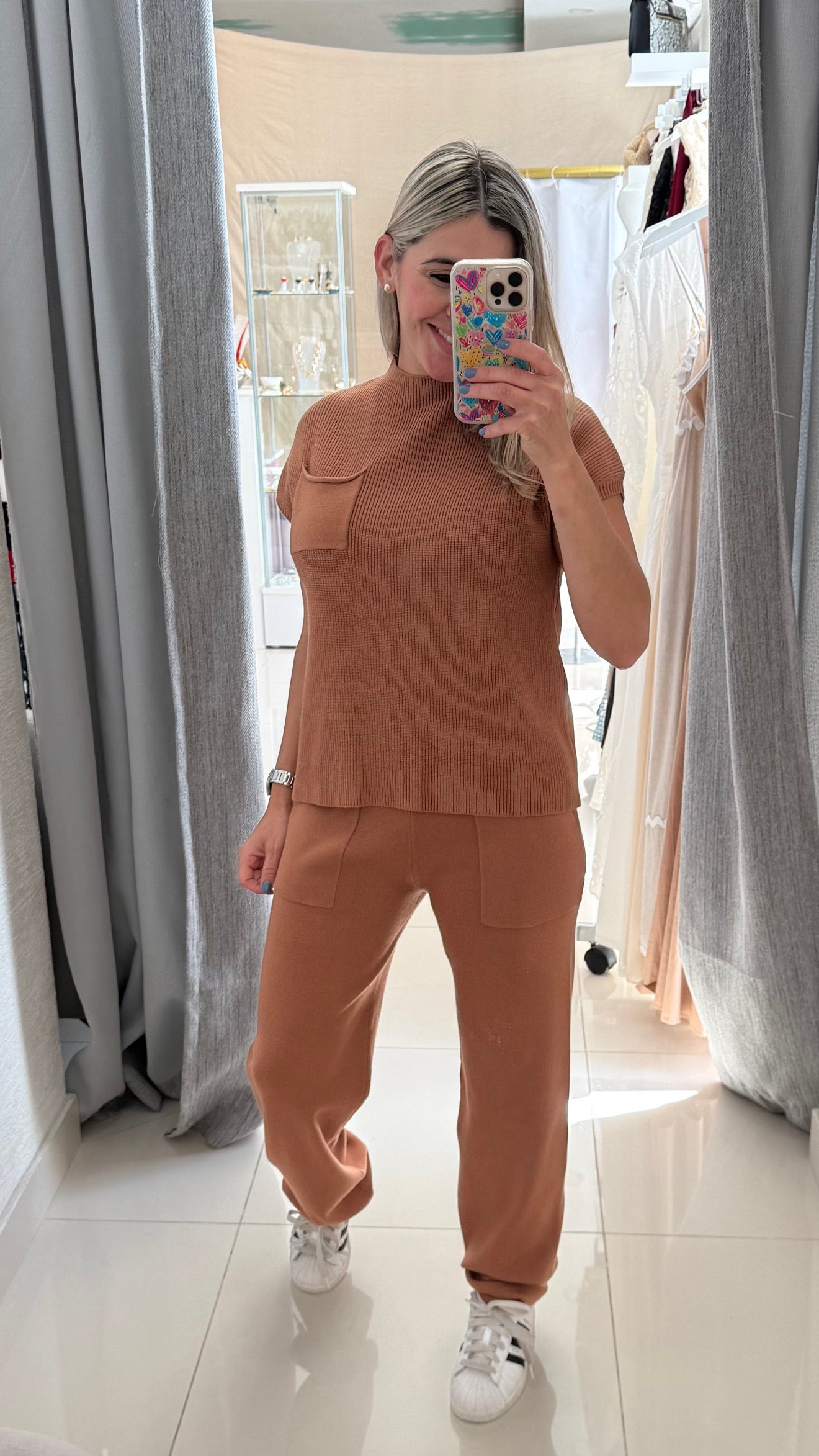 Knit Top & Jogger Set Camel