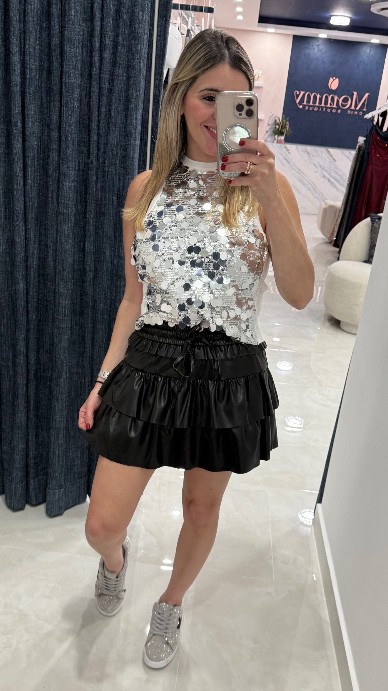 Pu Leather Skort Black