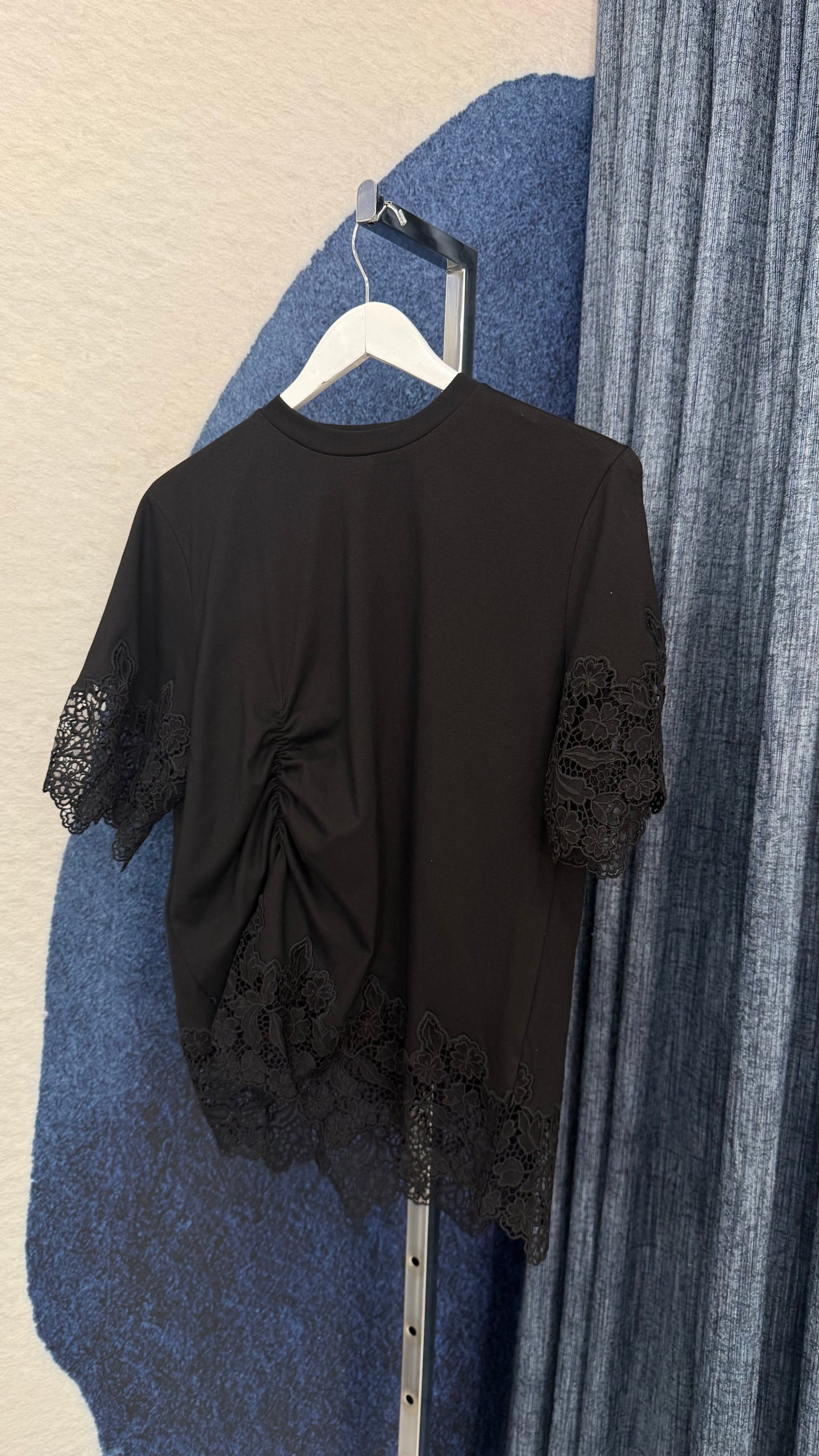 Asymmetric Lace Top Black