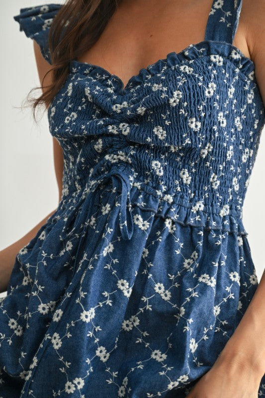 Embroidery Flower Maxi Dress