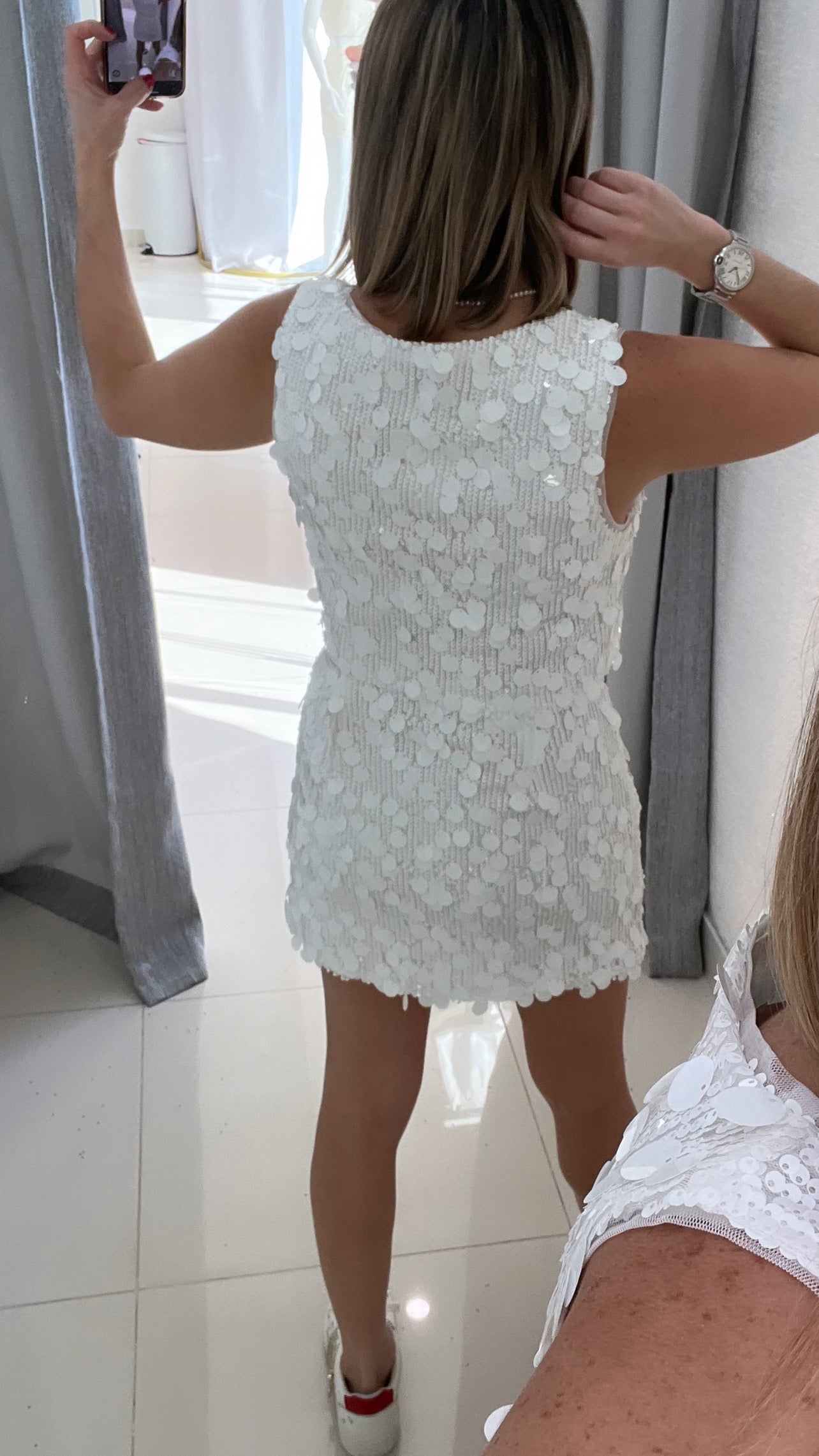 Sequins Top & Skirt Set - White