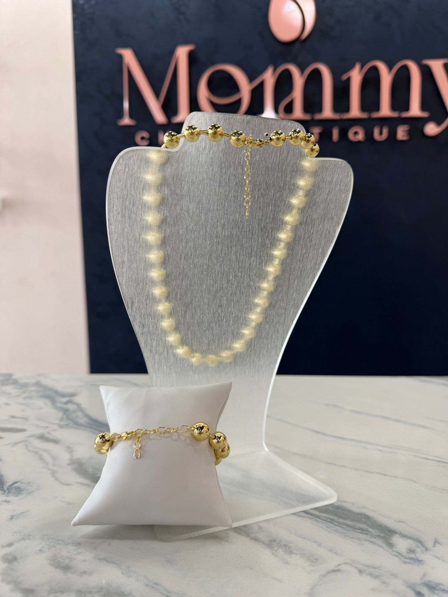 Military Necklace & Bracelet Set Gold