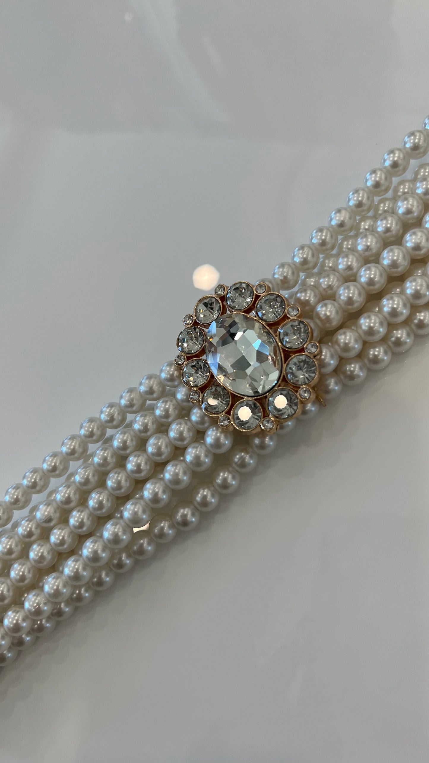 Elastic Pearl Belt With Rhinestone