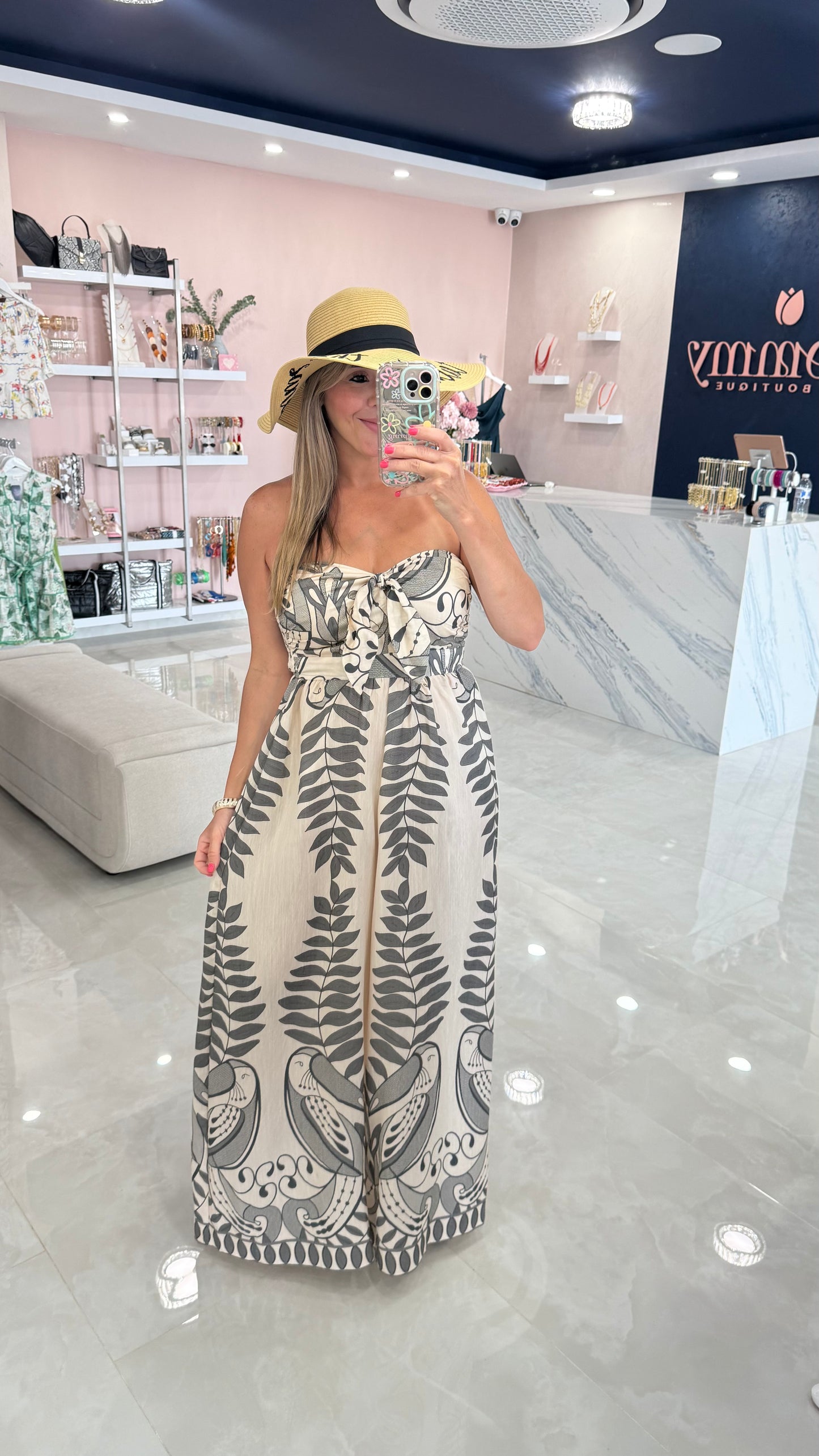 Printed Strapless Jumpsuit
