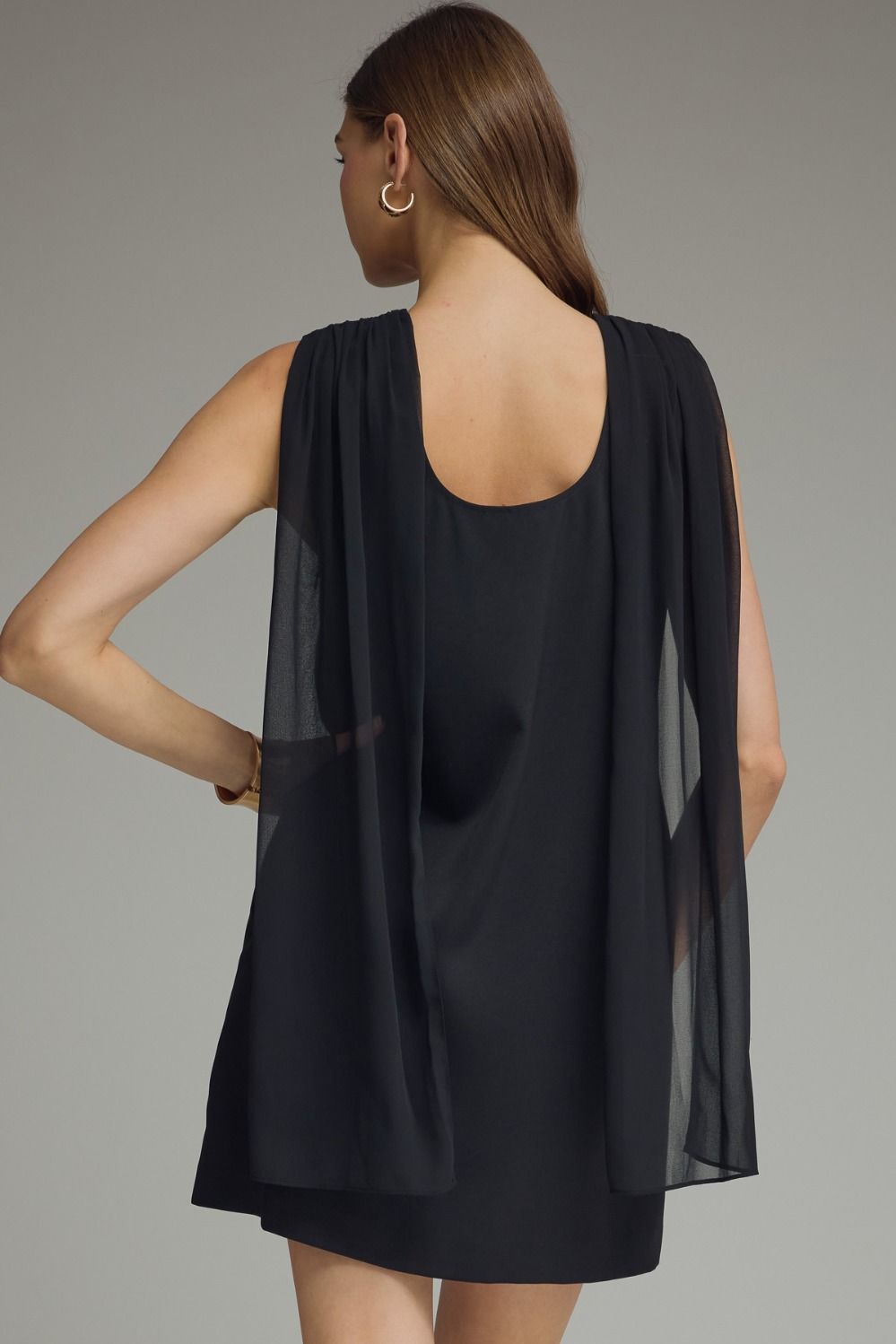 Cowl Neck With Back Scarf Dress Black