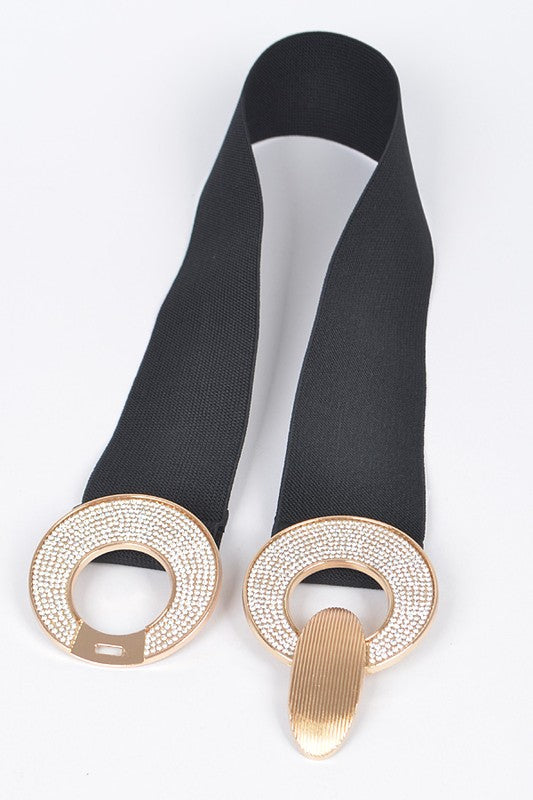 Rhinestone Buckle Elastic Belt