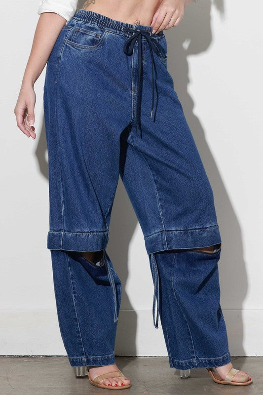 Zip Barrel Baggy Jeans