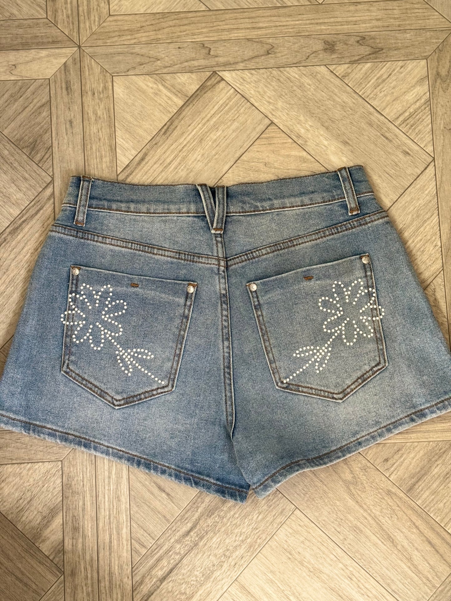 Flower Pearls Denim Short